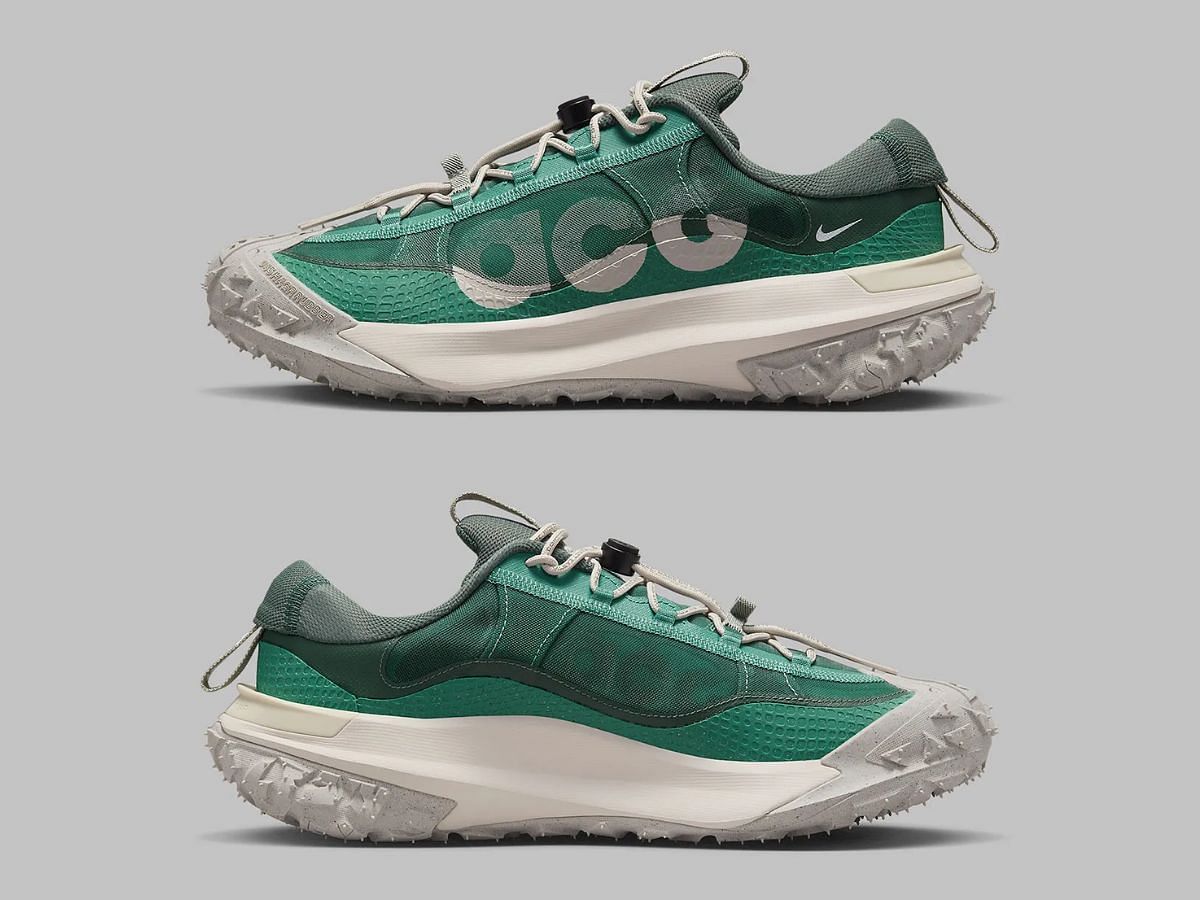 Nike ACG Mountain Fly Low &ldquo;Green/Grey&rdquo; sneakers (Image via Twitter/@SneakerNews)