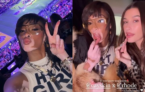 Kyle Kuzma's girlfriend Winnie Harlow boasts here Cay Skin lipstick with Hailey Bieber on Instagram