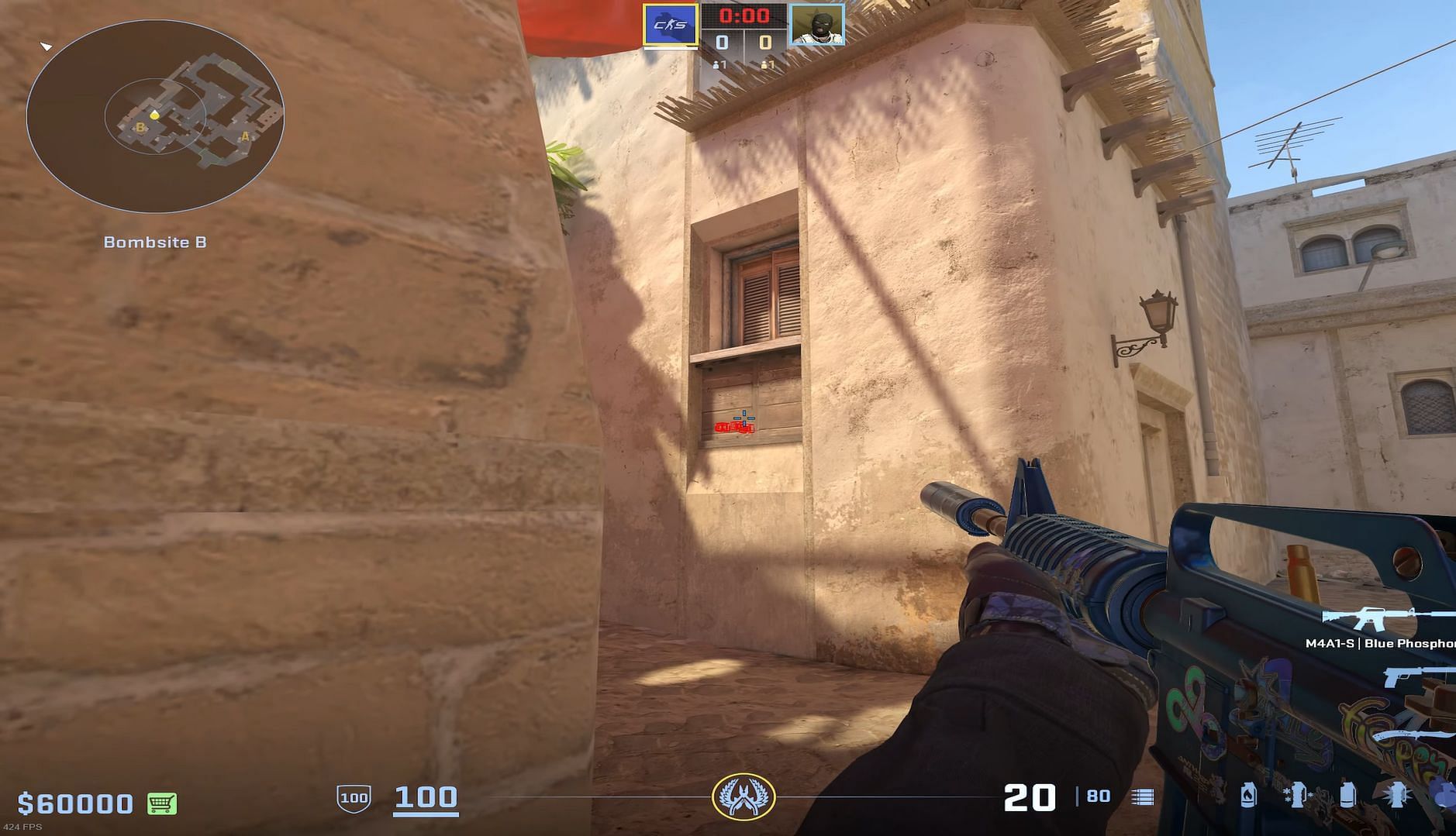 Wall bang spot on B bombsite (B bombsite to Kitchen) (Image via Valve || YouTube/CS Tactice)