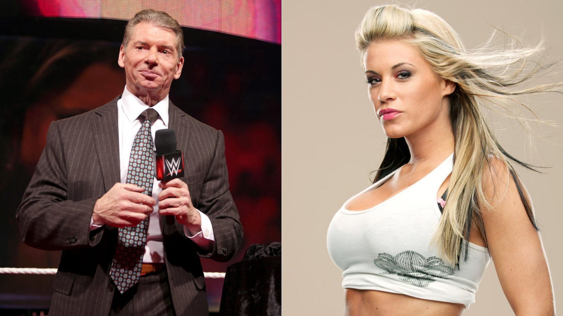 Vince McMahon (left); Ashley Massaro (right)