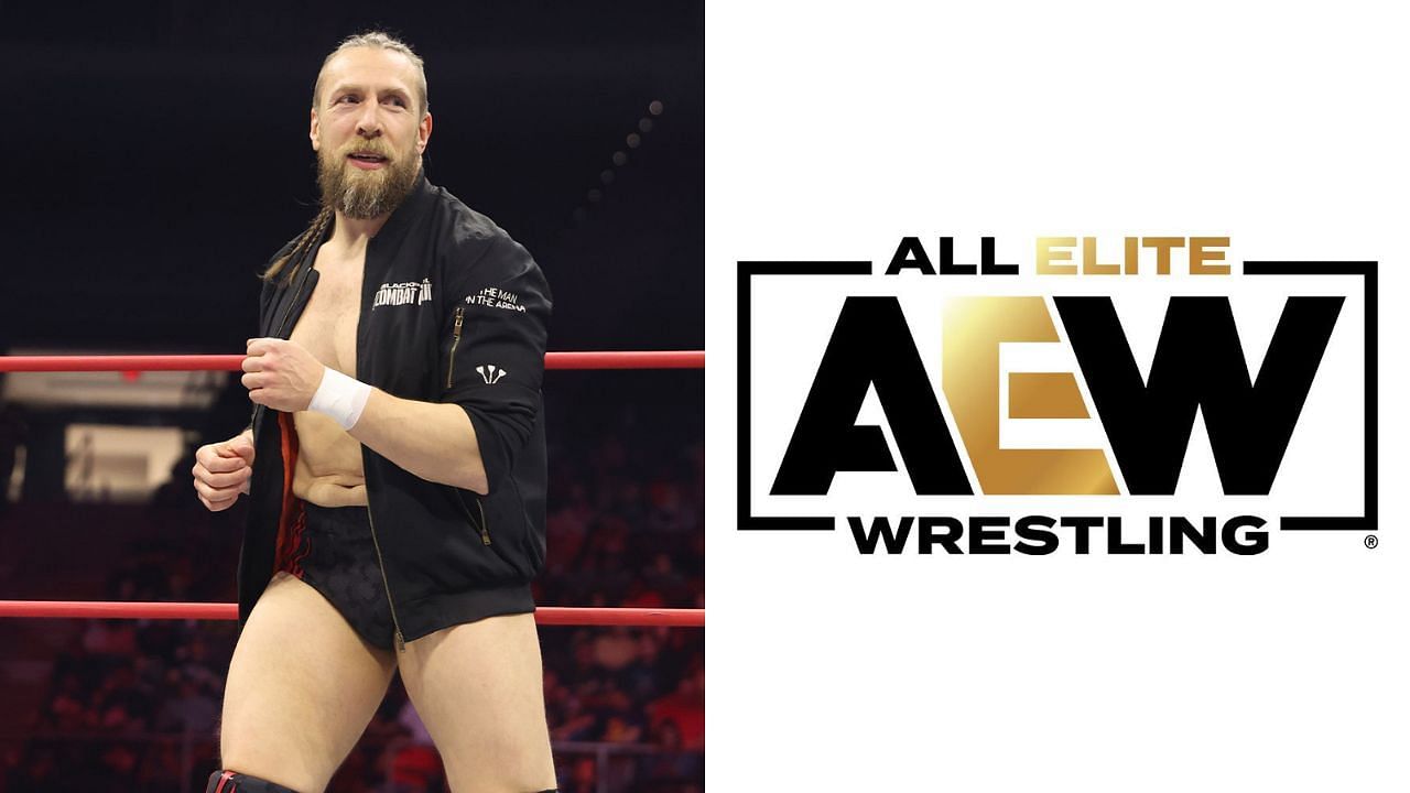 Bryan Danielson (left) and AEW logo (right)