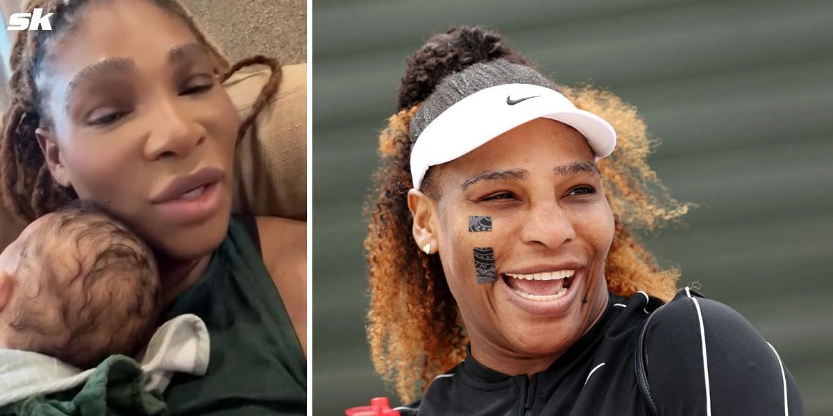 Screengrab of Serena Williams&#039; story (L) and Serena Williams.