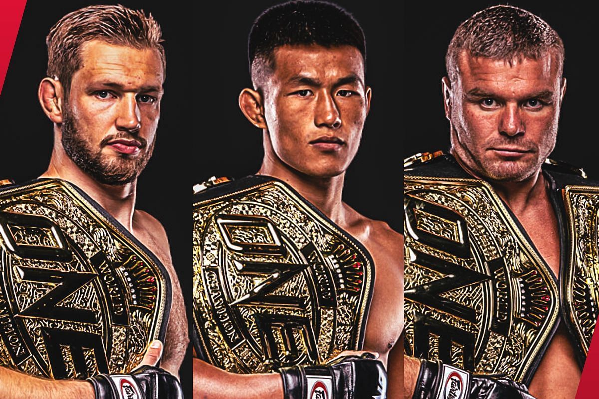 (From L-R): Reinier de Ridder, Tang Kai and Anatoly Malykhin [Photos via: ONE Championship]