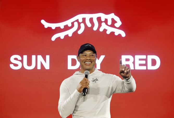 Watch: Tiger Woods arrives at Genesis Invitational sporting his new apparel brand Sun Day Red