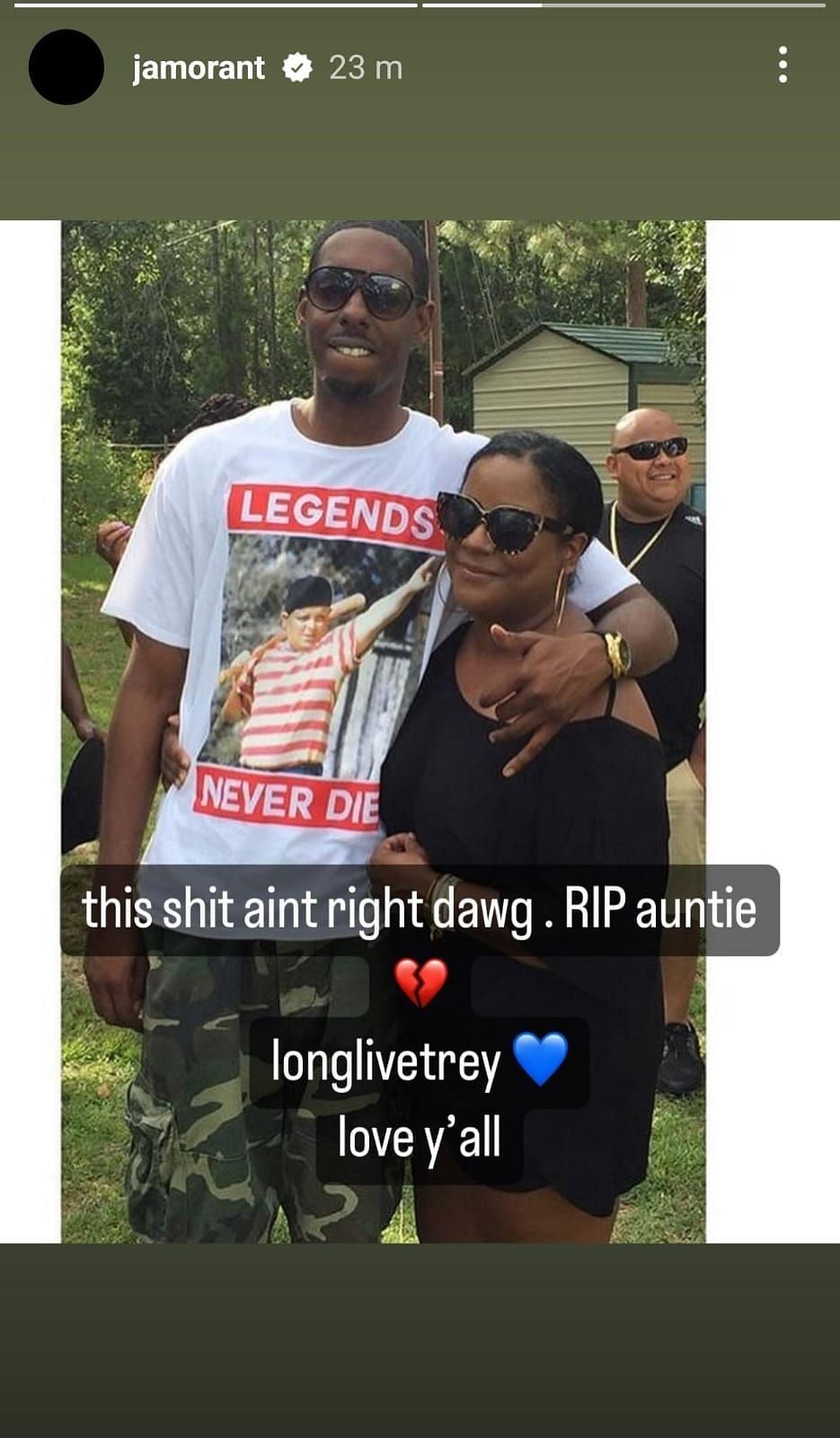 Ja Morant mourned over her late aunt in an Instagram story post