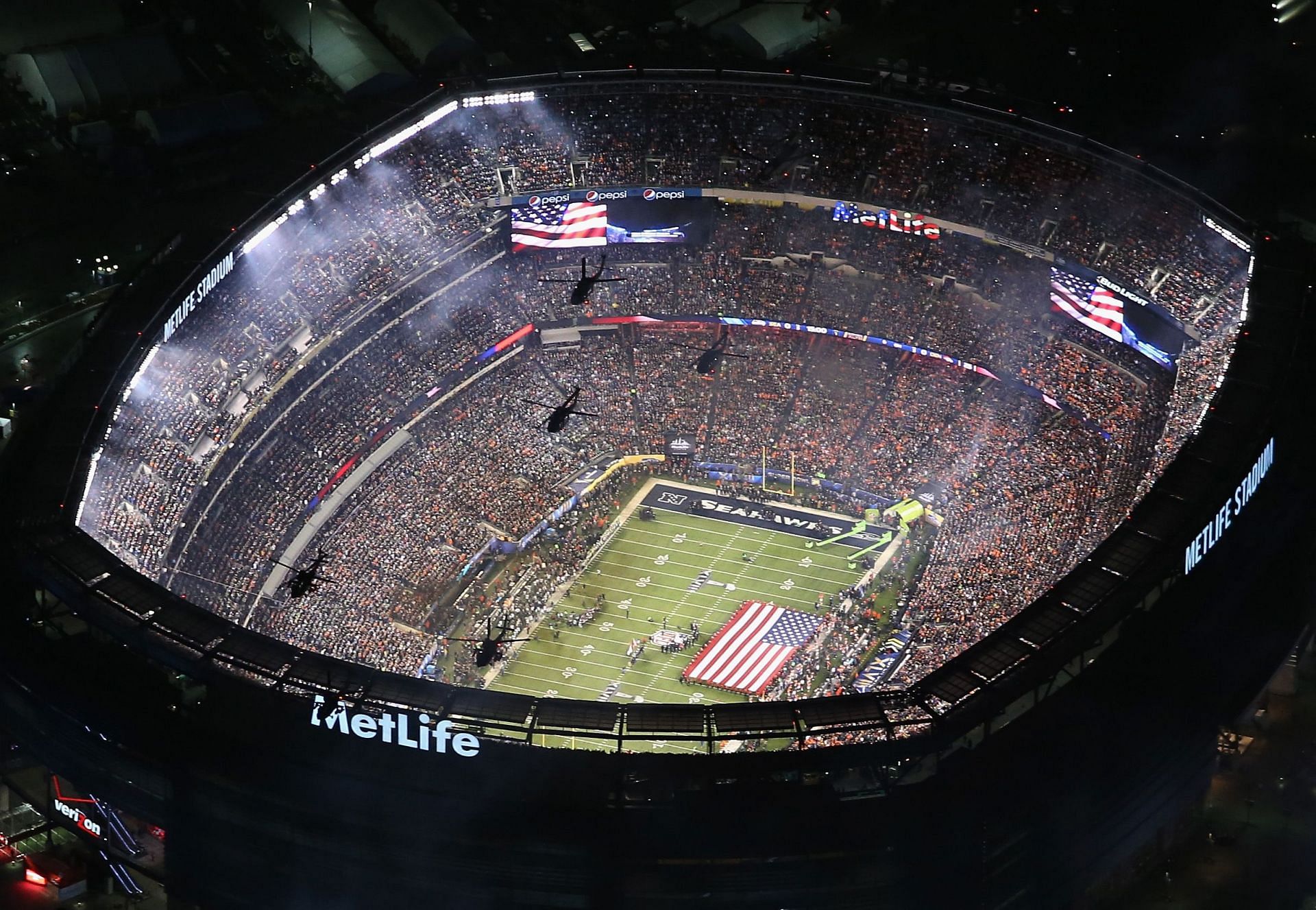 An Aerial View Of Super Bowl XLVIII