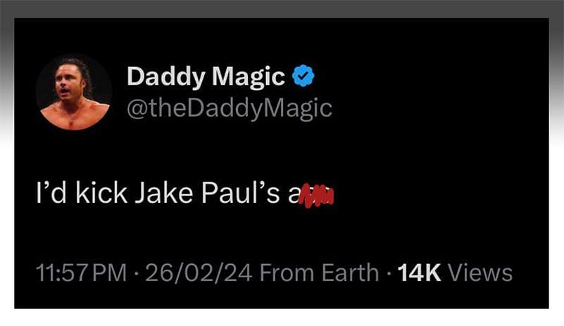 Matt Menard tweets about Jake Paul