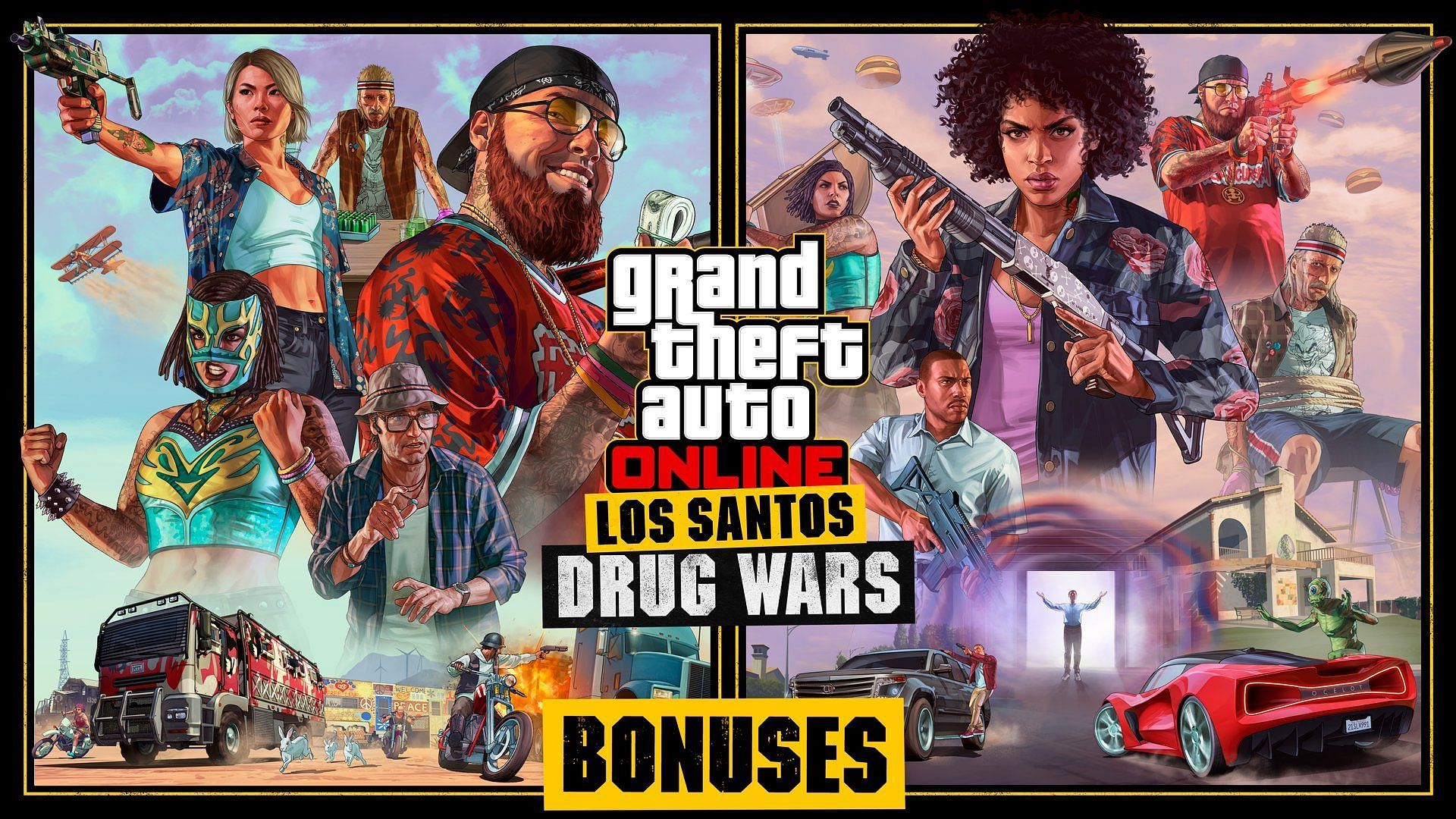 A biref list of GTA Online First Dose and Last Dose missions that are currently offering 2x cash and RP (Image via Rockstar Games)