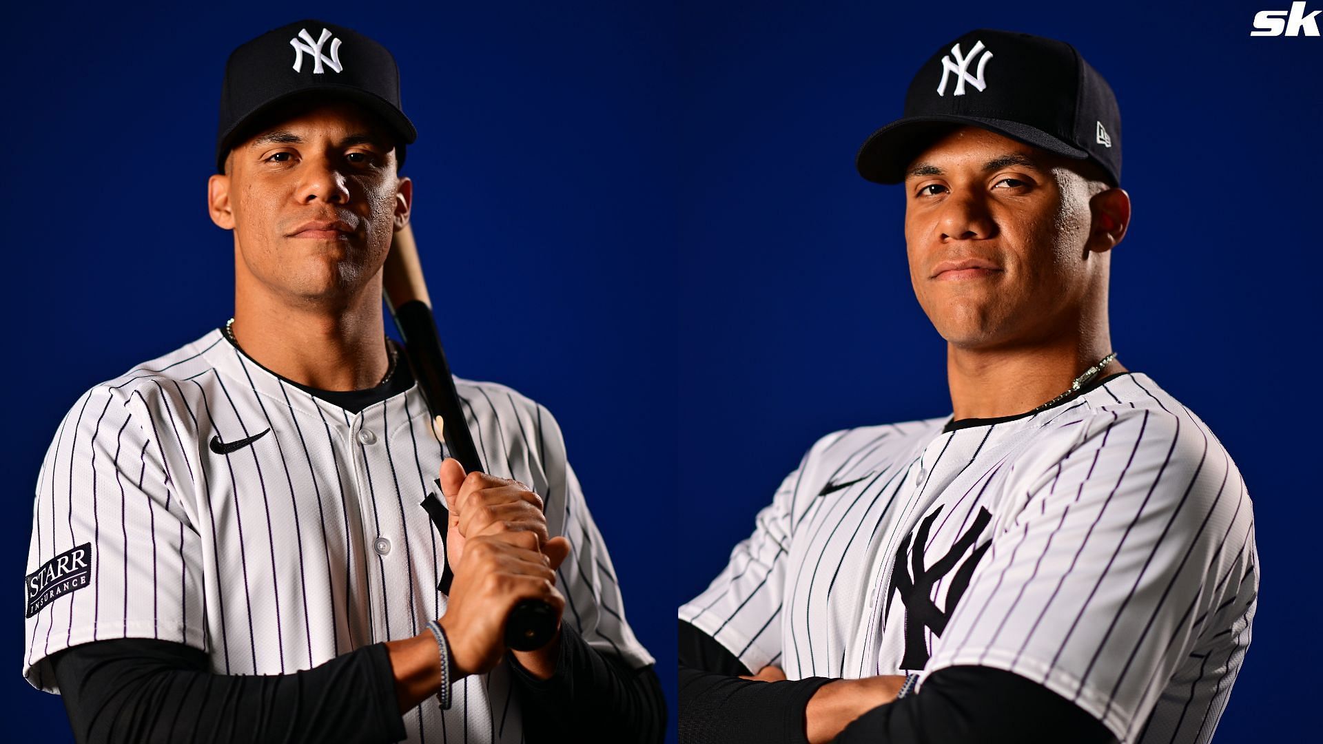 Juan Soto of the New York Yankees poses during the 2024 New York Yankees Photo Day at George M. Steinbrenner Field