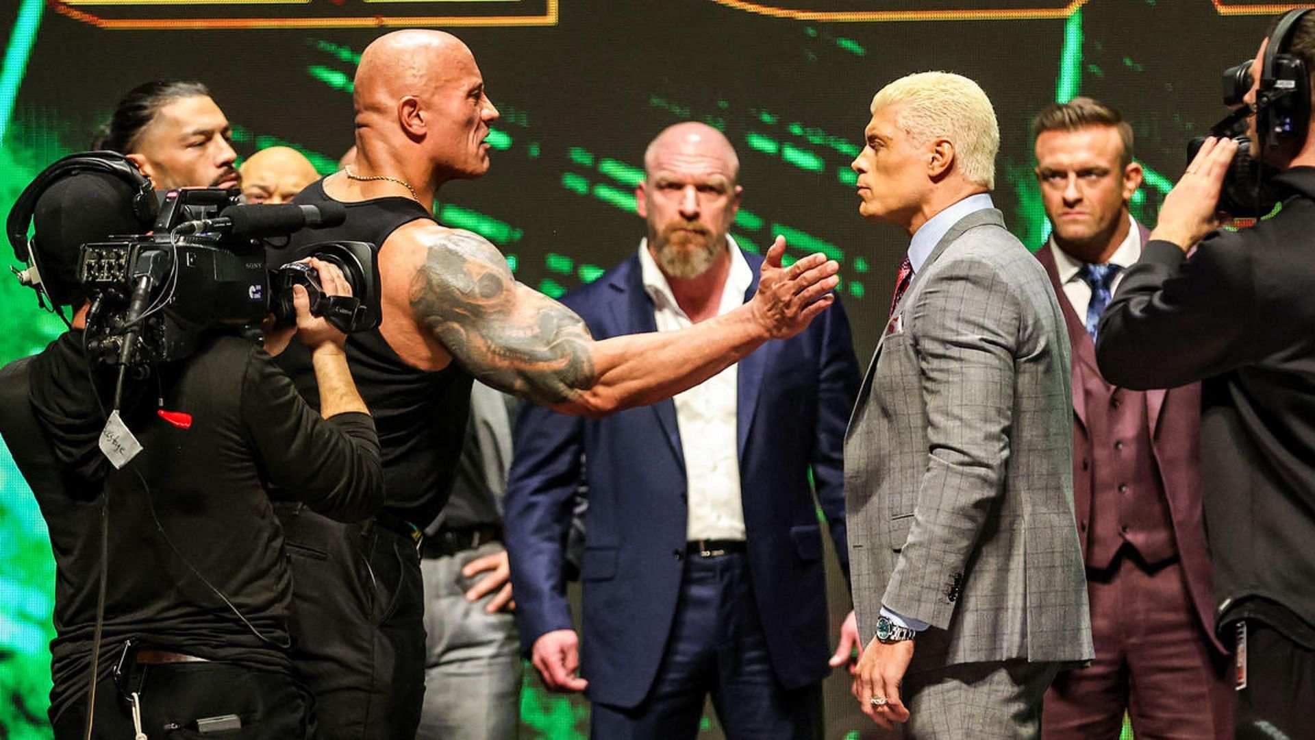 The Rock unexpectedly slapped Cody Rhodes at the WrestleMania XL Kickoff presser.