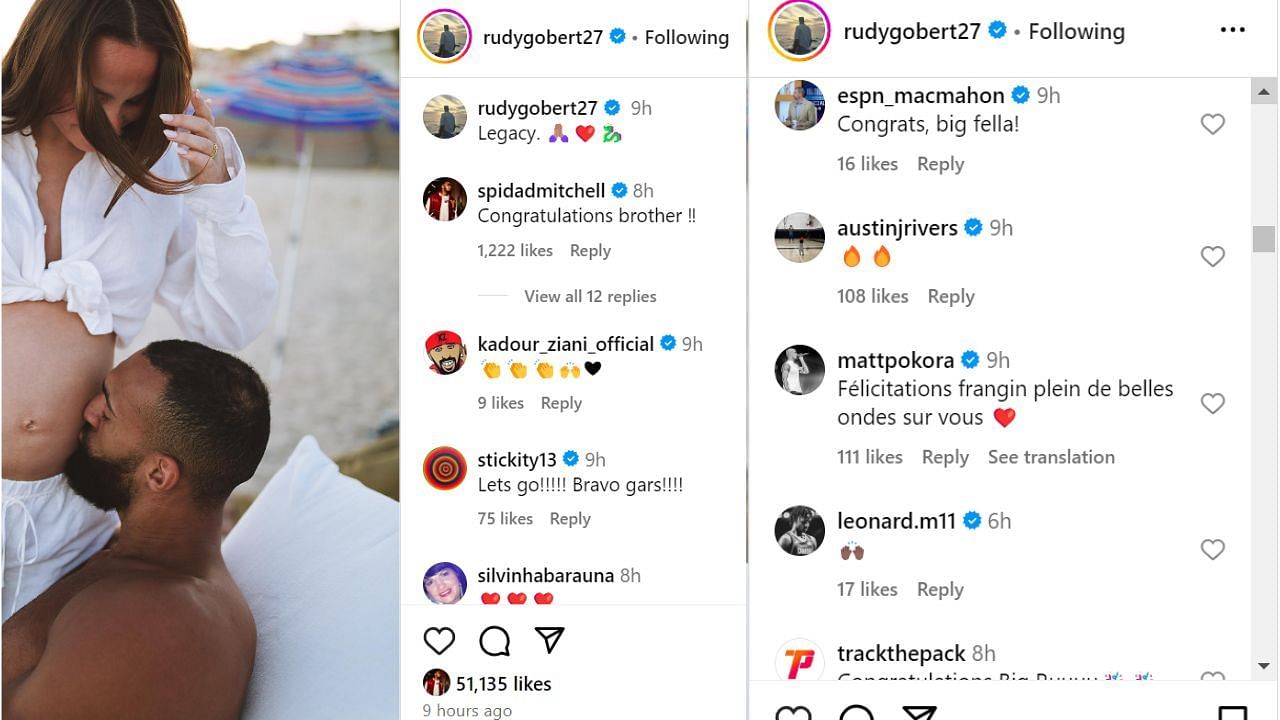 NBA players and fans react to the Rudy Gobert&#039;s IG post
