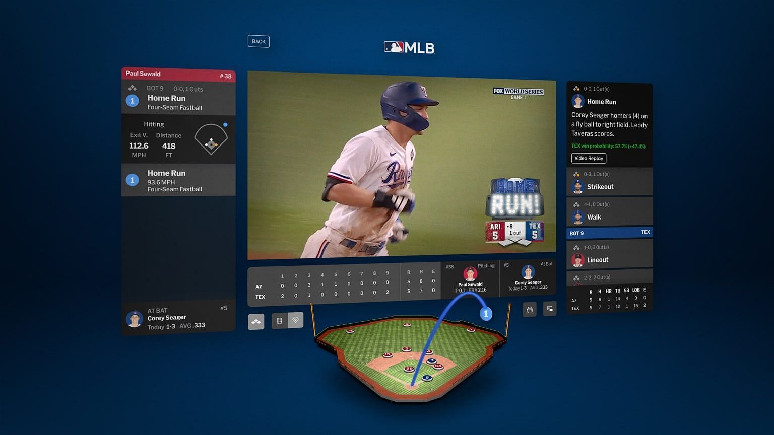MLB app on the Vision Pro - best Apple Vision Pro app for baseball enthusiasts (Image via MLB)