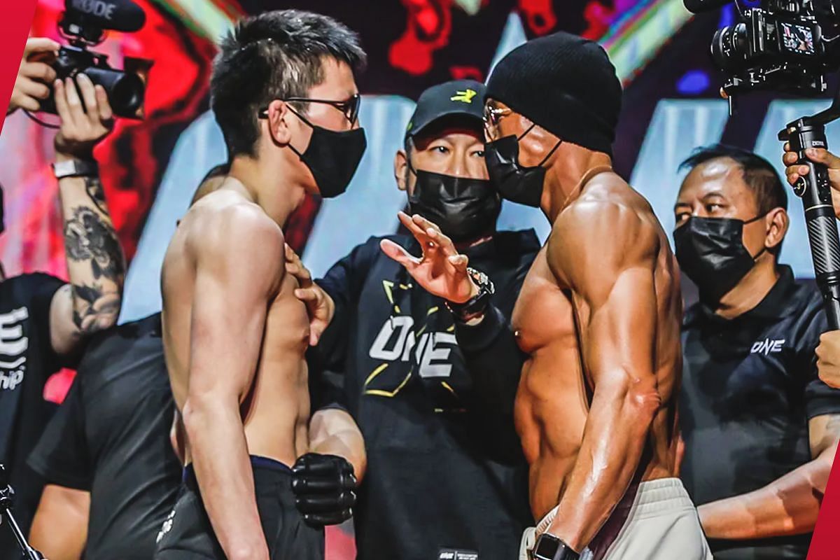 Shinya Aoki and Yoshihiro Akiyama face-off | Image credit: ONE Championship