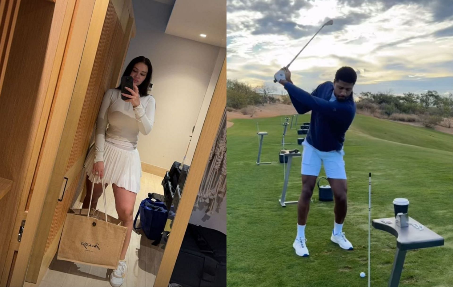 Paul George and Daniela Rajic enjoys a game of golf