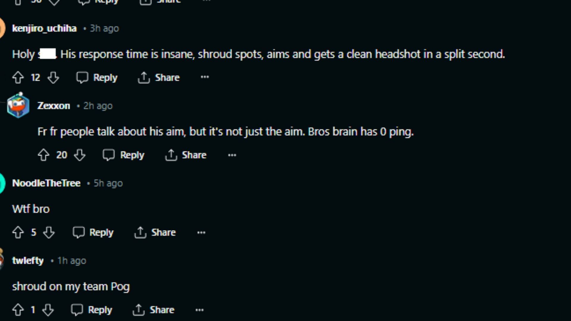 People couldn&#039;t stop talking about Shroud&#039;s skill (Image via Reddit)