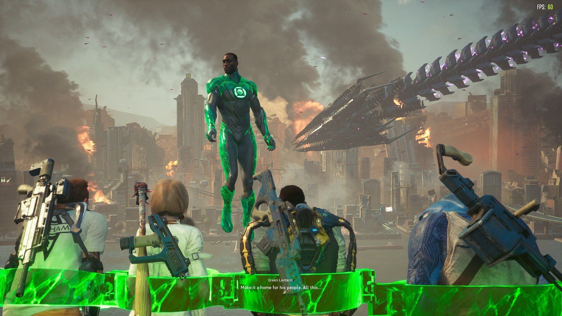 Green Lantern is the first Justice League member you get to meet in Suicide Squad Kill the Justice League. (Image via Rocksteady Studios)
