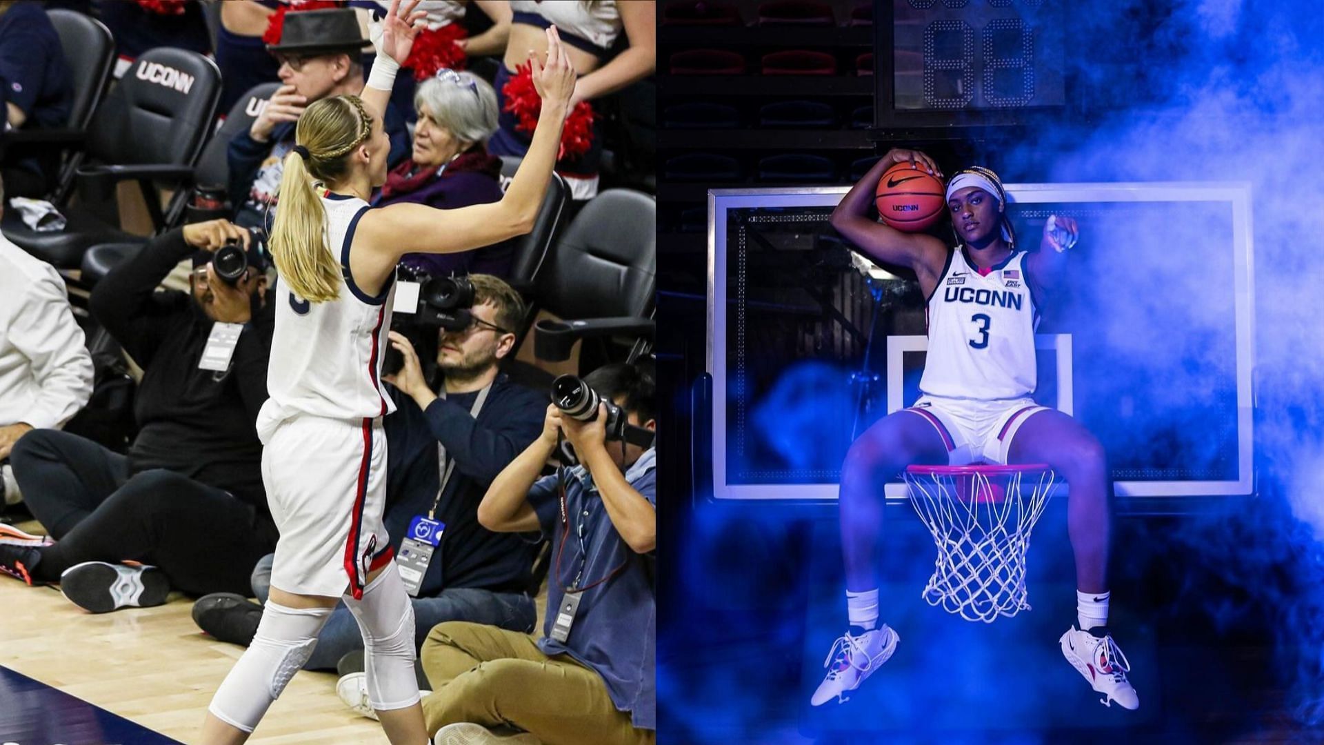 College basketball stars Paige Bueckers and Aaliyah Edwards 