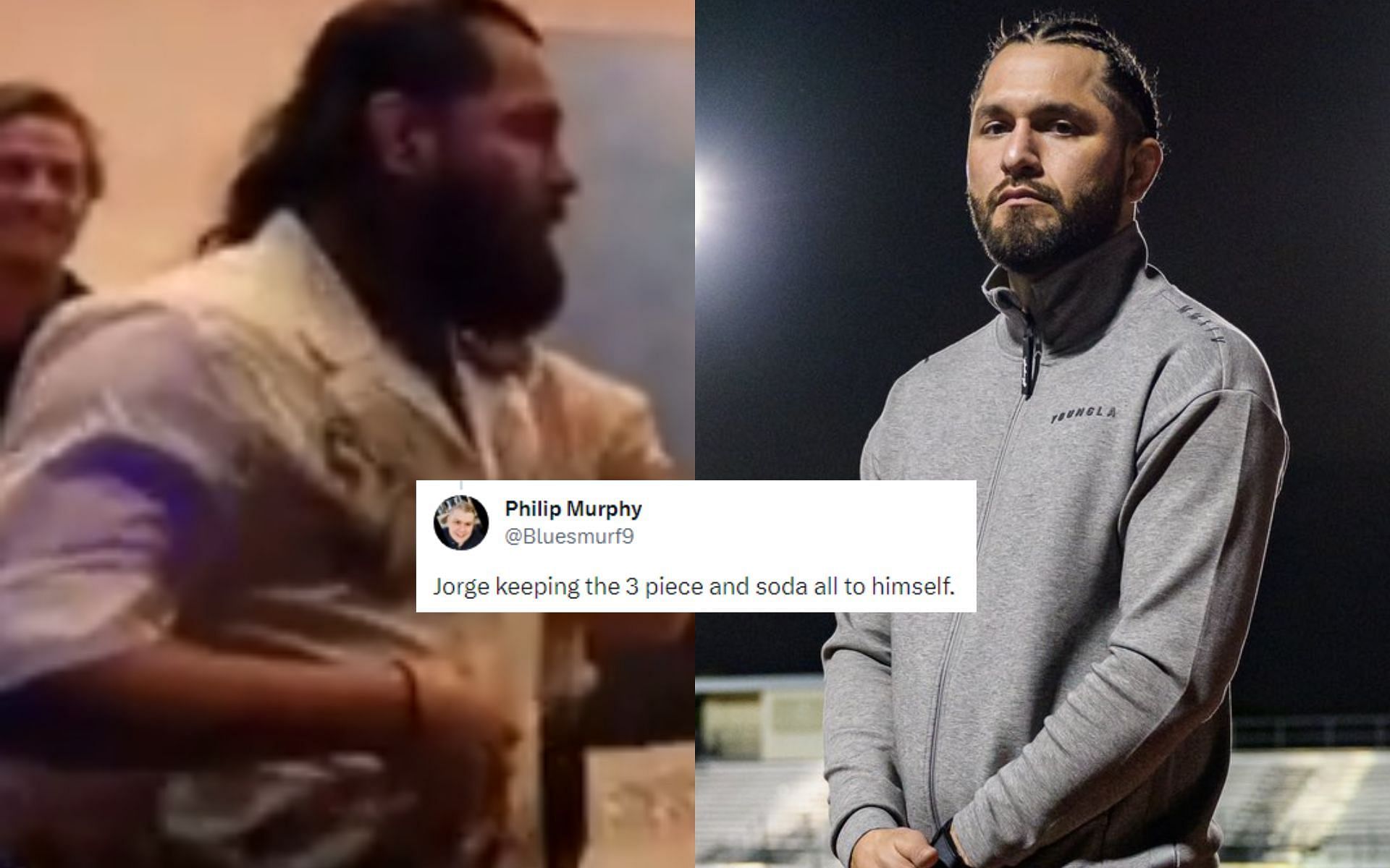 Fans react to recent video of heavier looking Jorge Masvidal [Pictured] [Image courtesy: @GambredFighter and @DovySimuMMA - X]