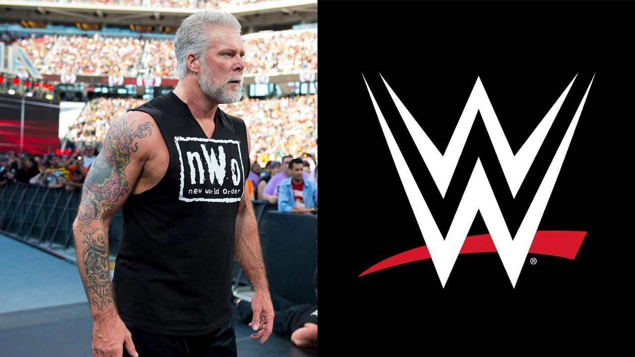 Kevin Nash (left) and WWE logo (right)