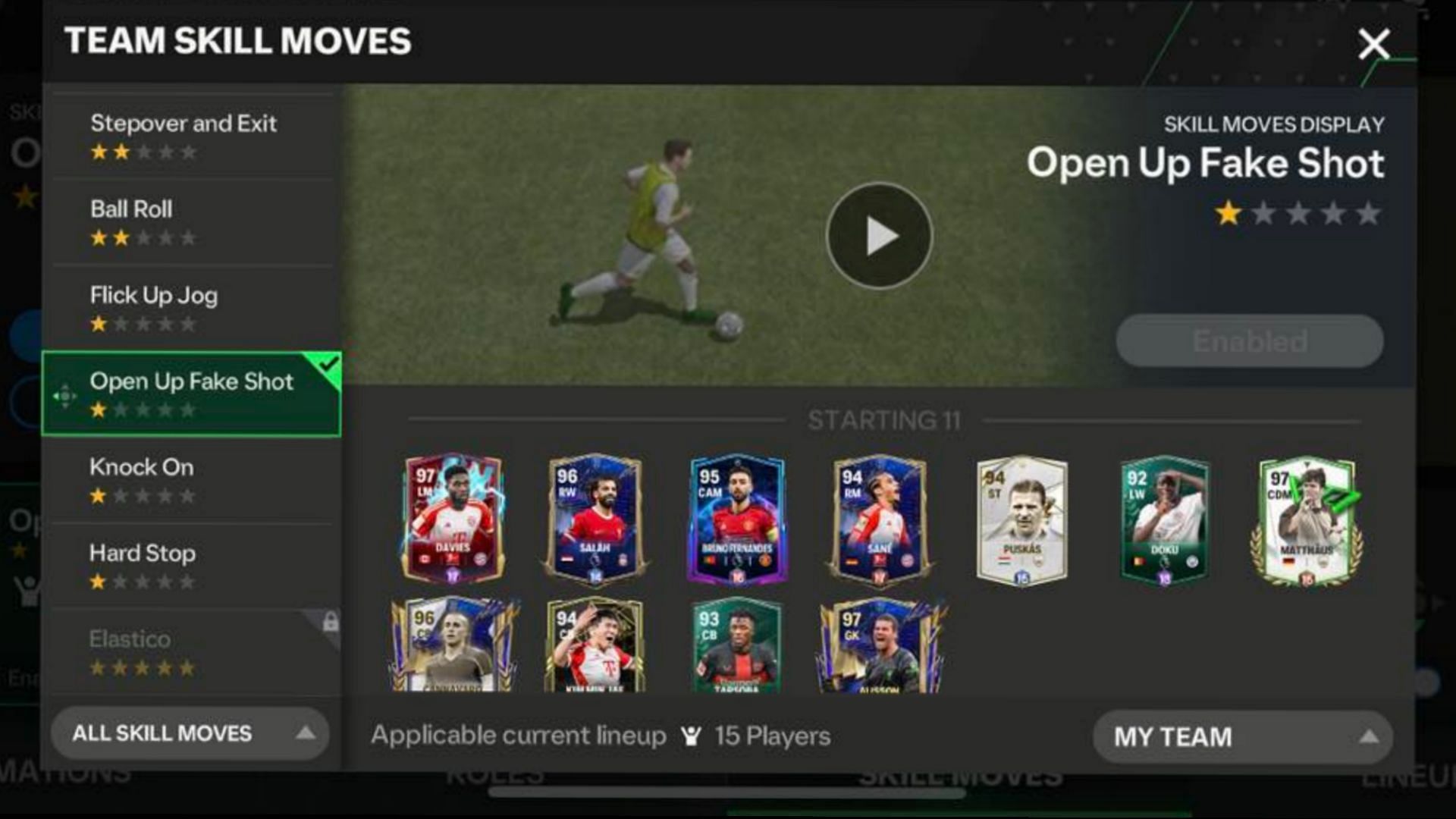 Skill Moves List (Image via EA Sports)