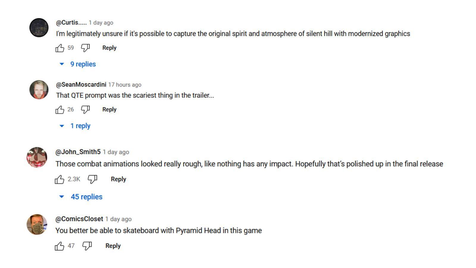 User comments on combat animations. (Image Via Youtube/PlayStation)