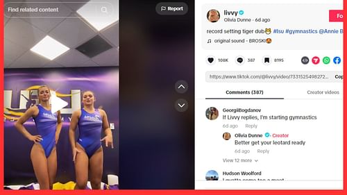 Fan claims she will start gymnastics if Dunne replied to her comment