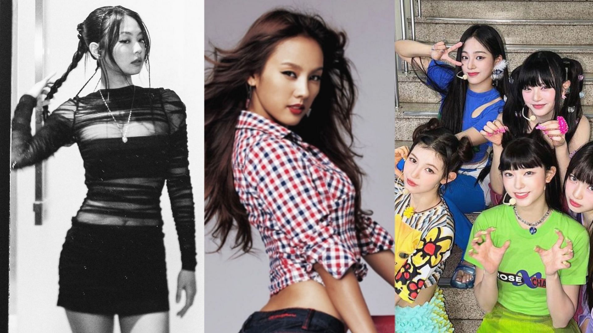 Lee Hyo-ri faces online backlash for opposing idols like Jennie and New Jeans wearing revealing clothes (Images via Instagram/@jennierubyjane @lee_hyolee @newjeans_official)