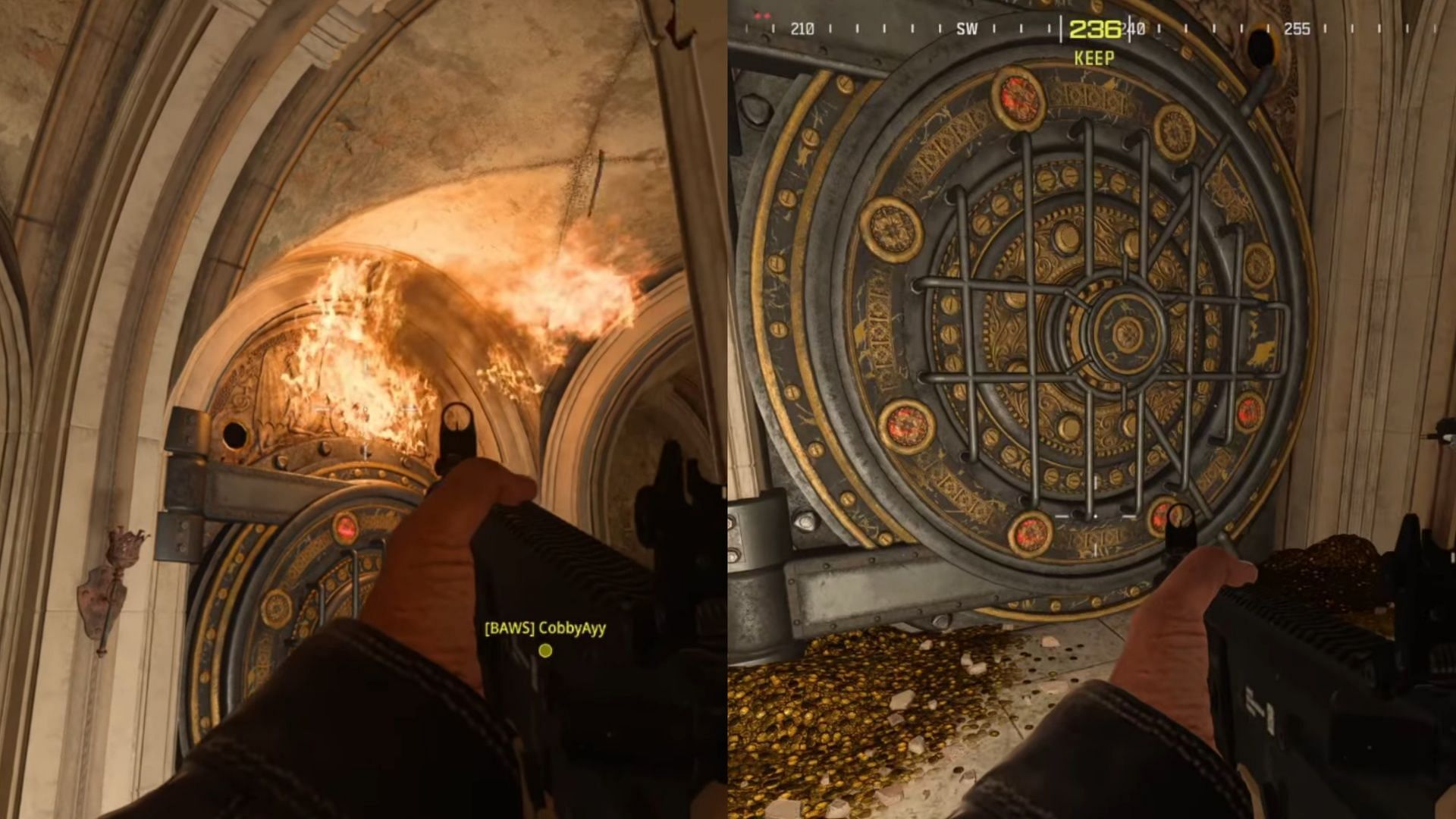 Revealing the pattern by throwing a Molotov (Image via Activision || YouTube/Geeky Pastimes)