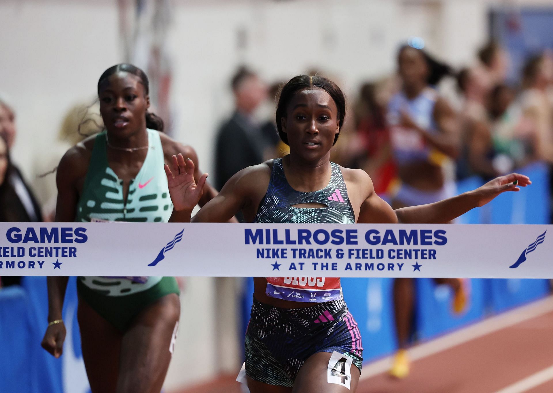 Talitha Diggs wins the KPMG Women&#039;s 300m during the 116th Millrose Games at The Armory Track in New York City.
