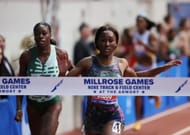 Talitha Diggs wins the KPMG Women's 300m during the 116th Millrose Games at The Armory Track in New York City.