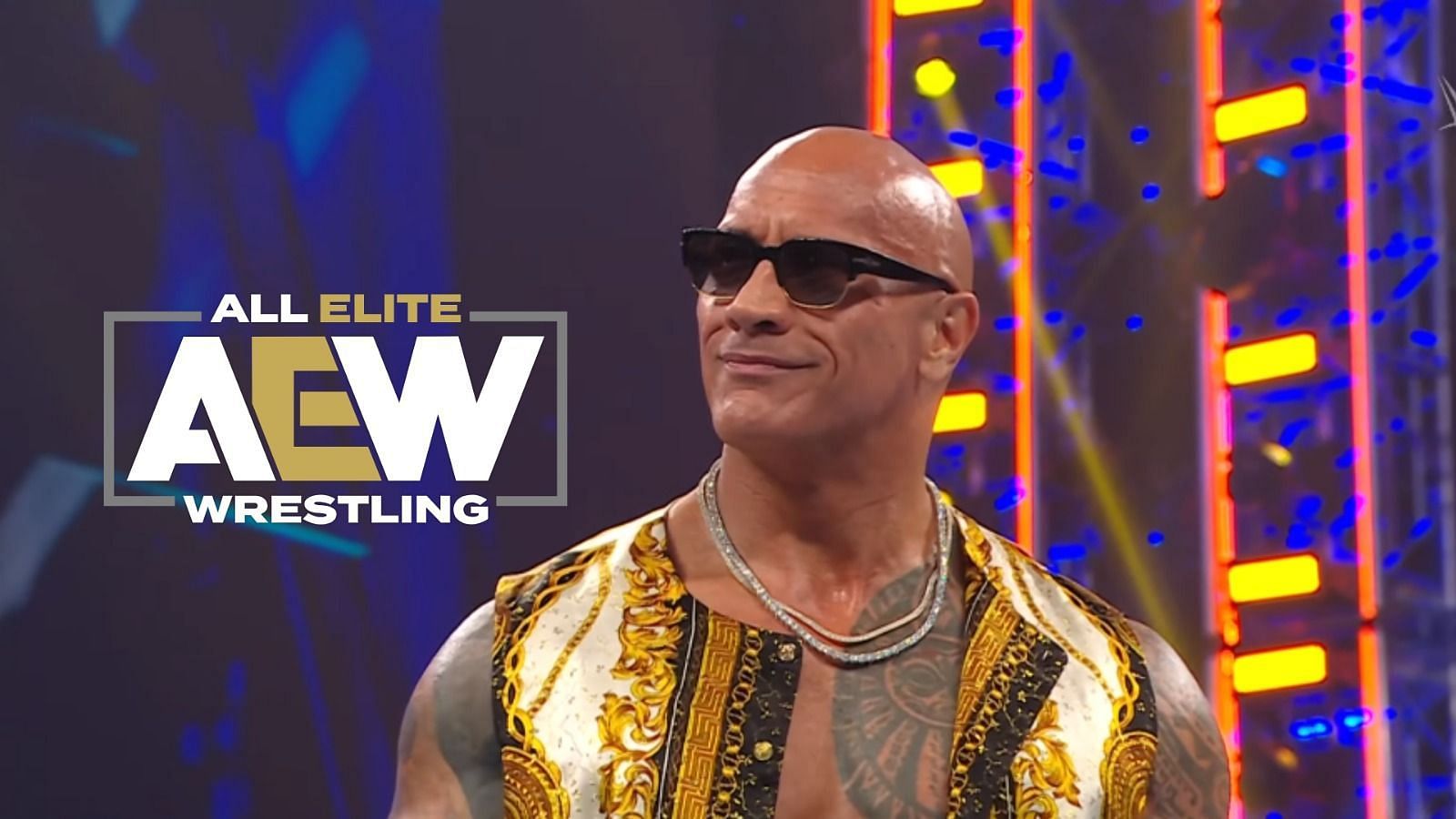The Rock joined forces with The Bloodline on SmackDown this week. [Image credits: WWE YpuTube and AEW website]