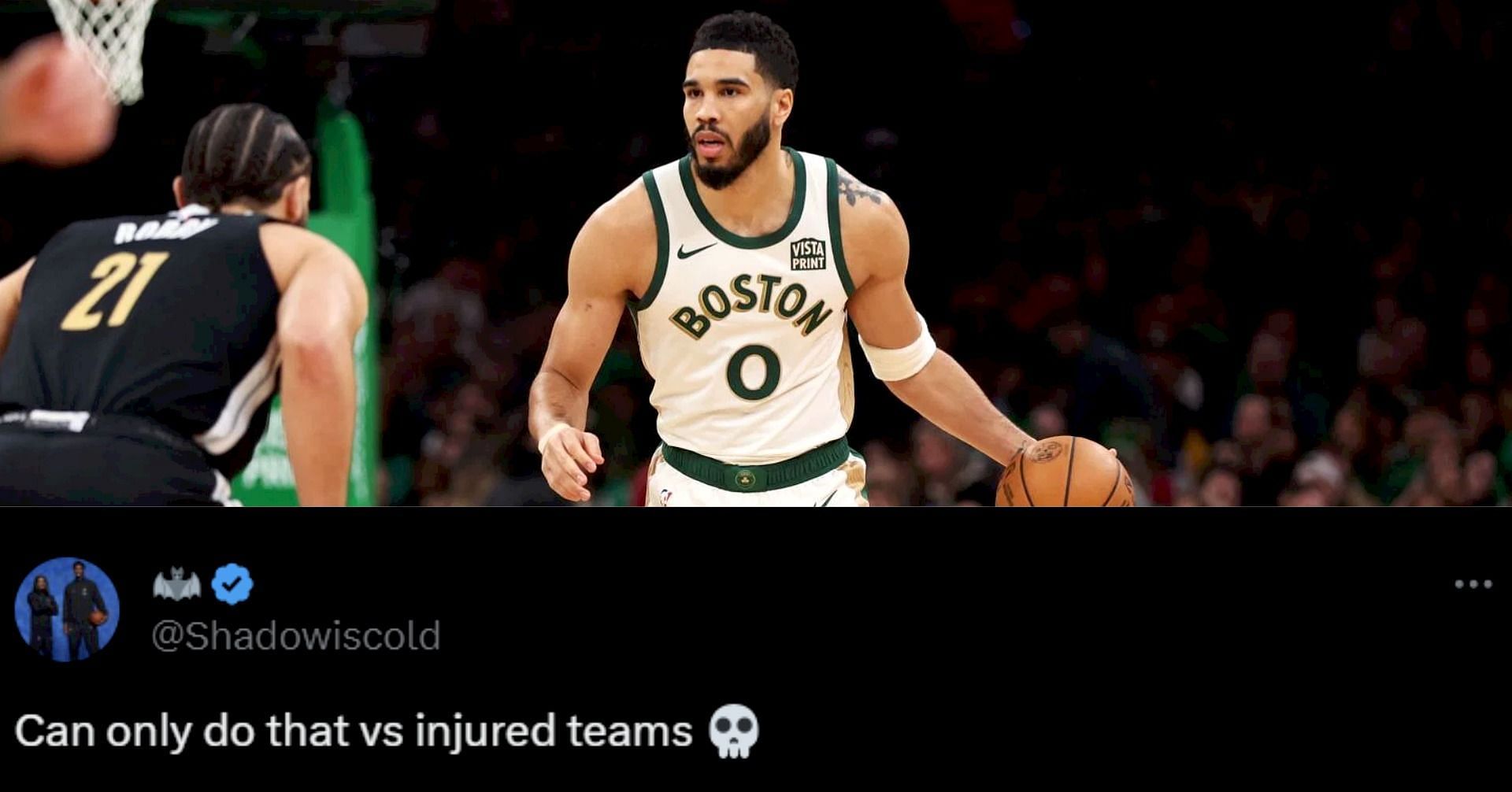 Jayson Tatum faces fan backlash as big game against injured squad sparks mockery