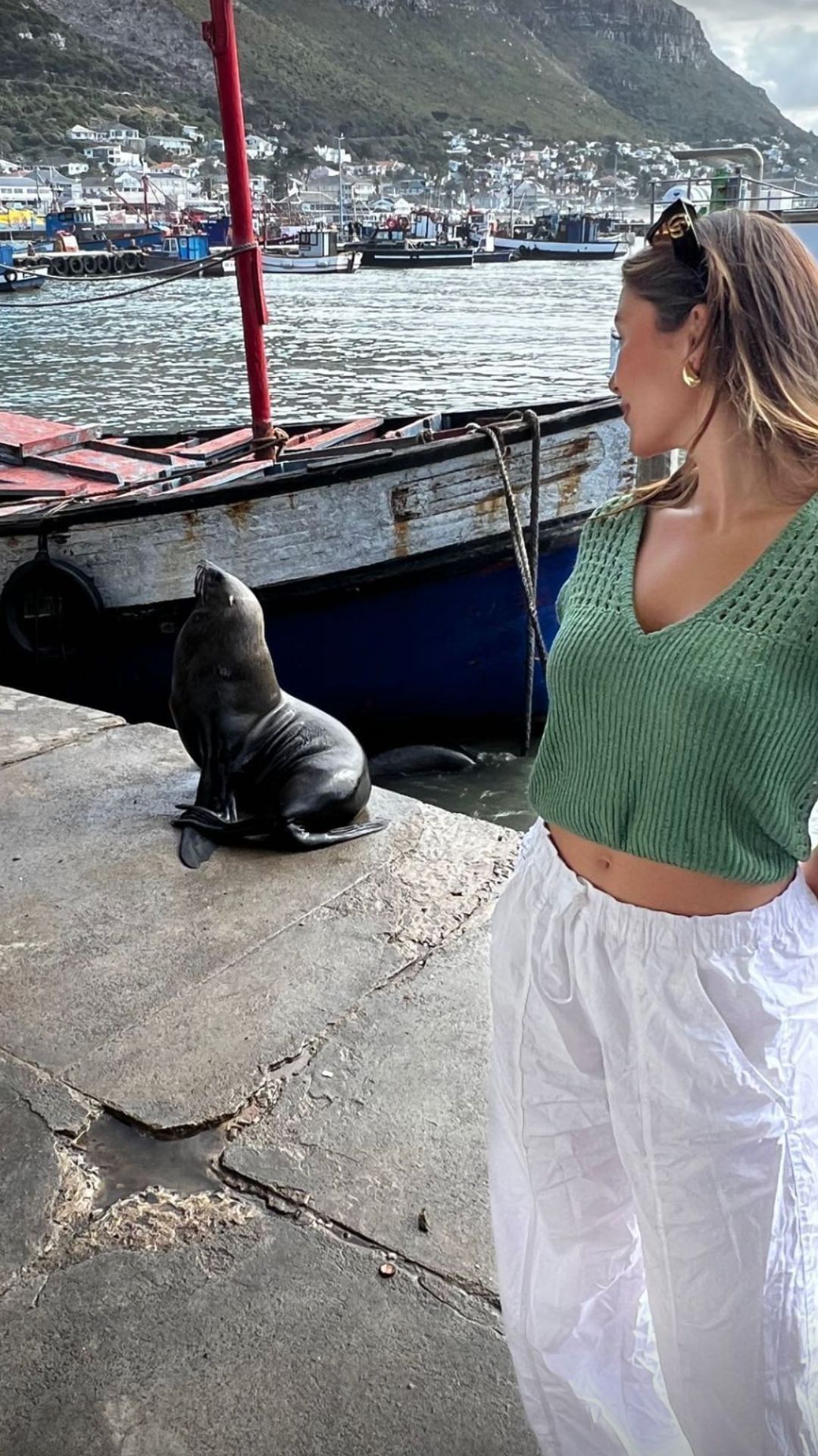 Marissa posing with a seal in South Africa