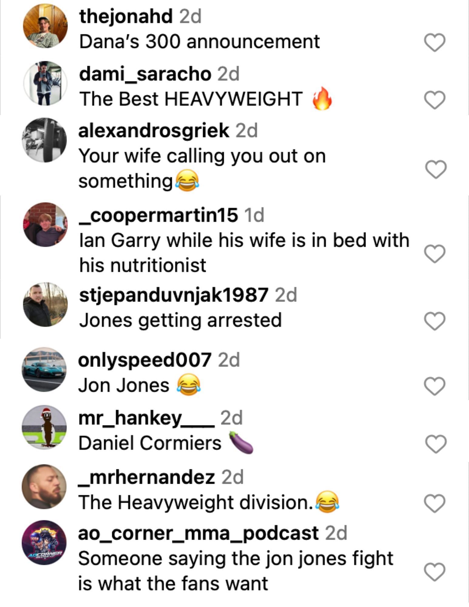 Fans reacting to Stipe Miocic on Instagram [via @stipemiocic on Instagram]