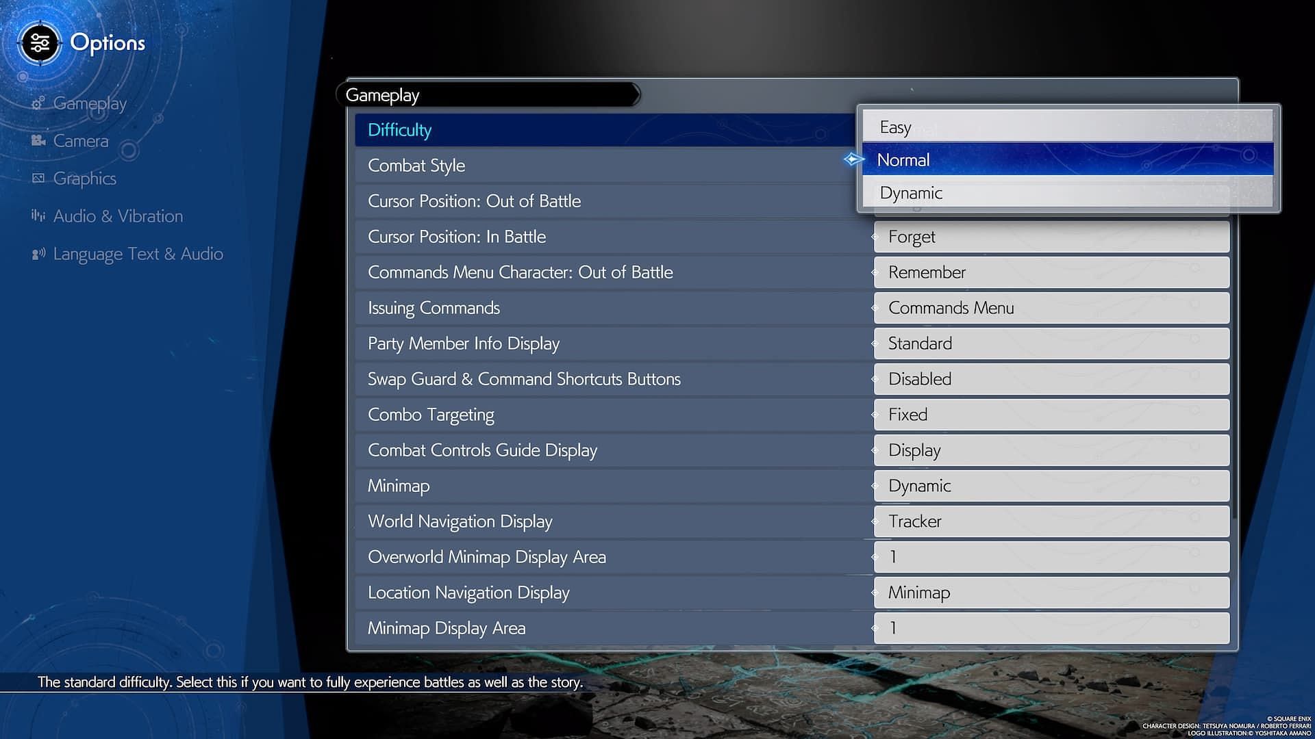 Gameplay and Difficulty settings (Image via Square Enix)