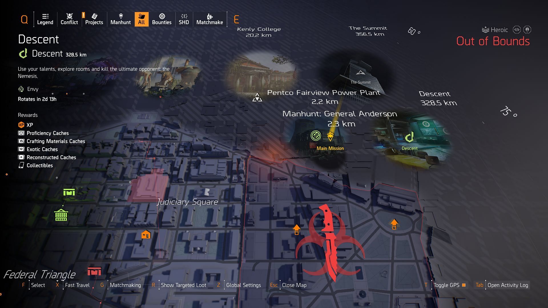 Descent game mode in The Division 2 map (Image via Ubisoft)