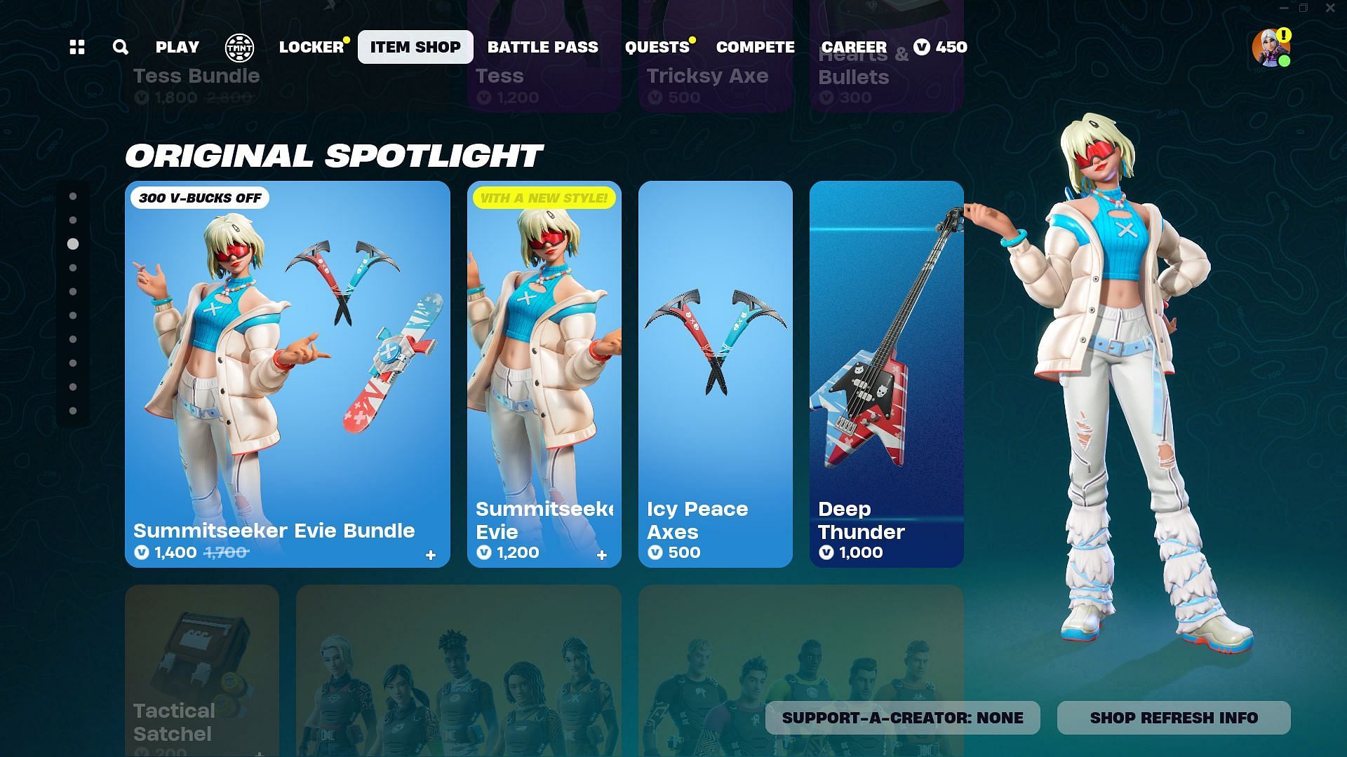 Summit&#039;s Idol Set is listed in the Item Shop (Image via Epic Games)