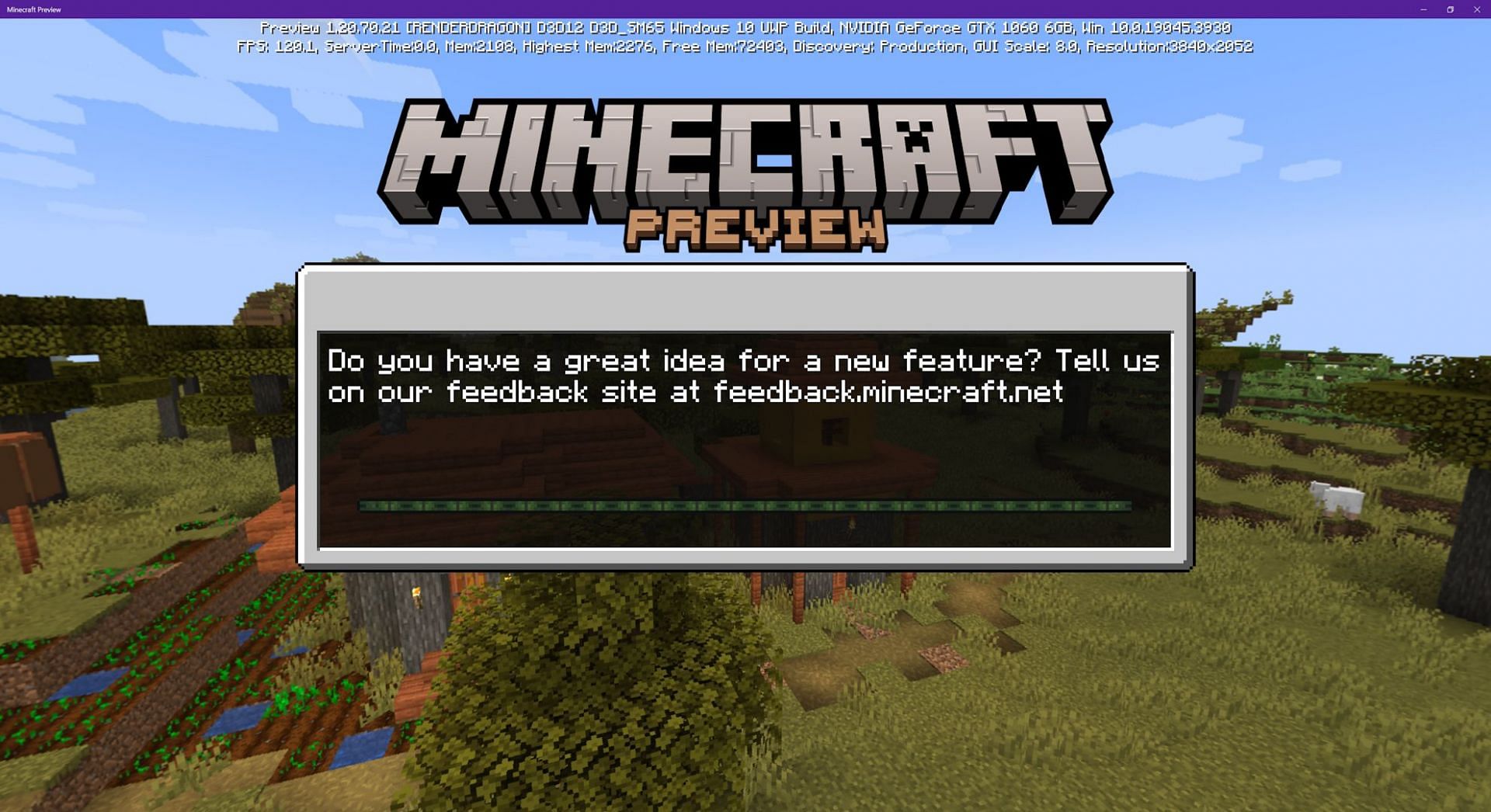 The updated in-game preview logo (Image via Mojang)