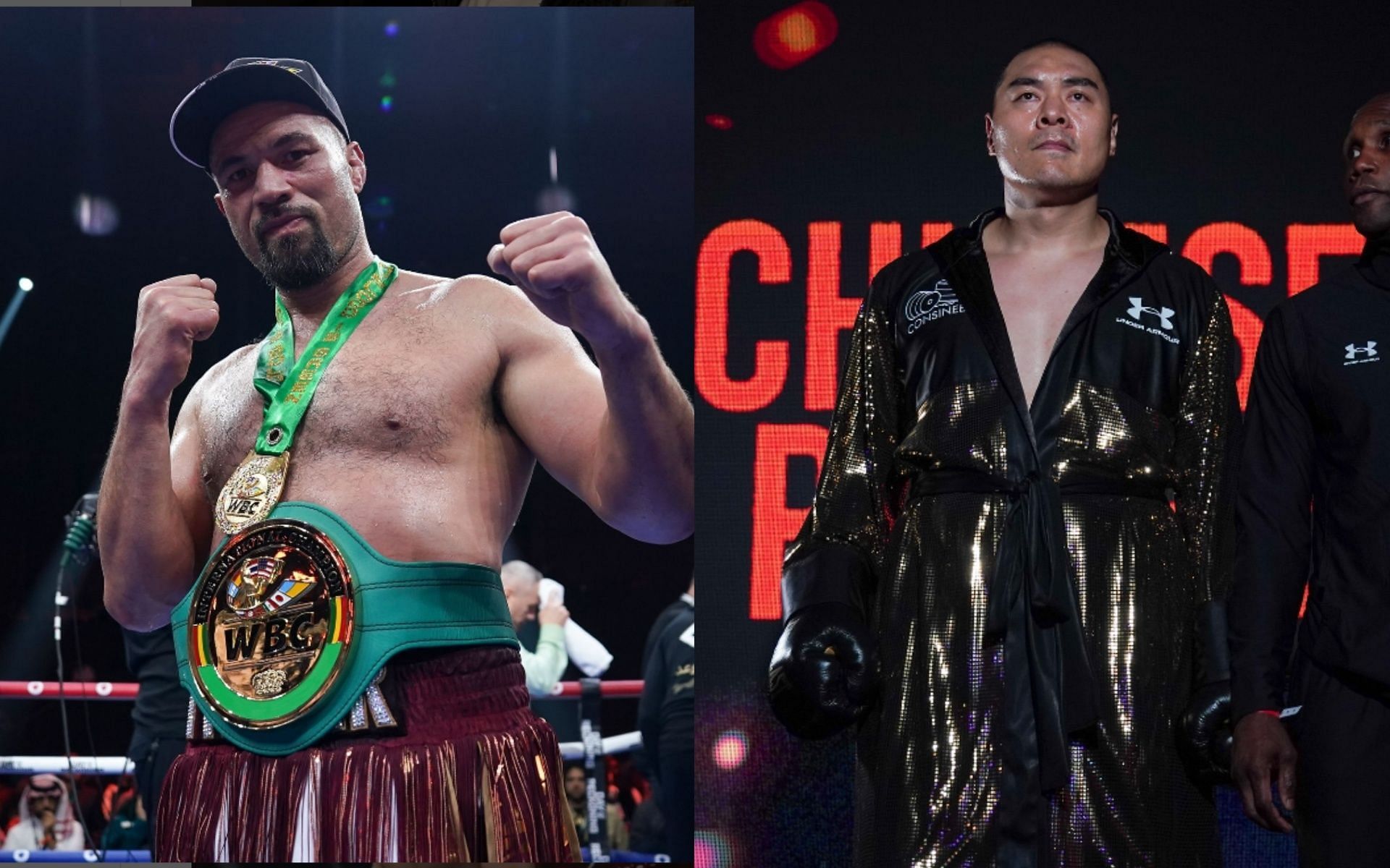 Zhilei Zhang vs. Joseph Parker is set for March 8. [Images via @zhileibigbangzhang and @joeboxerparker on Instagram]