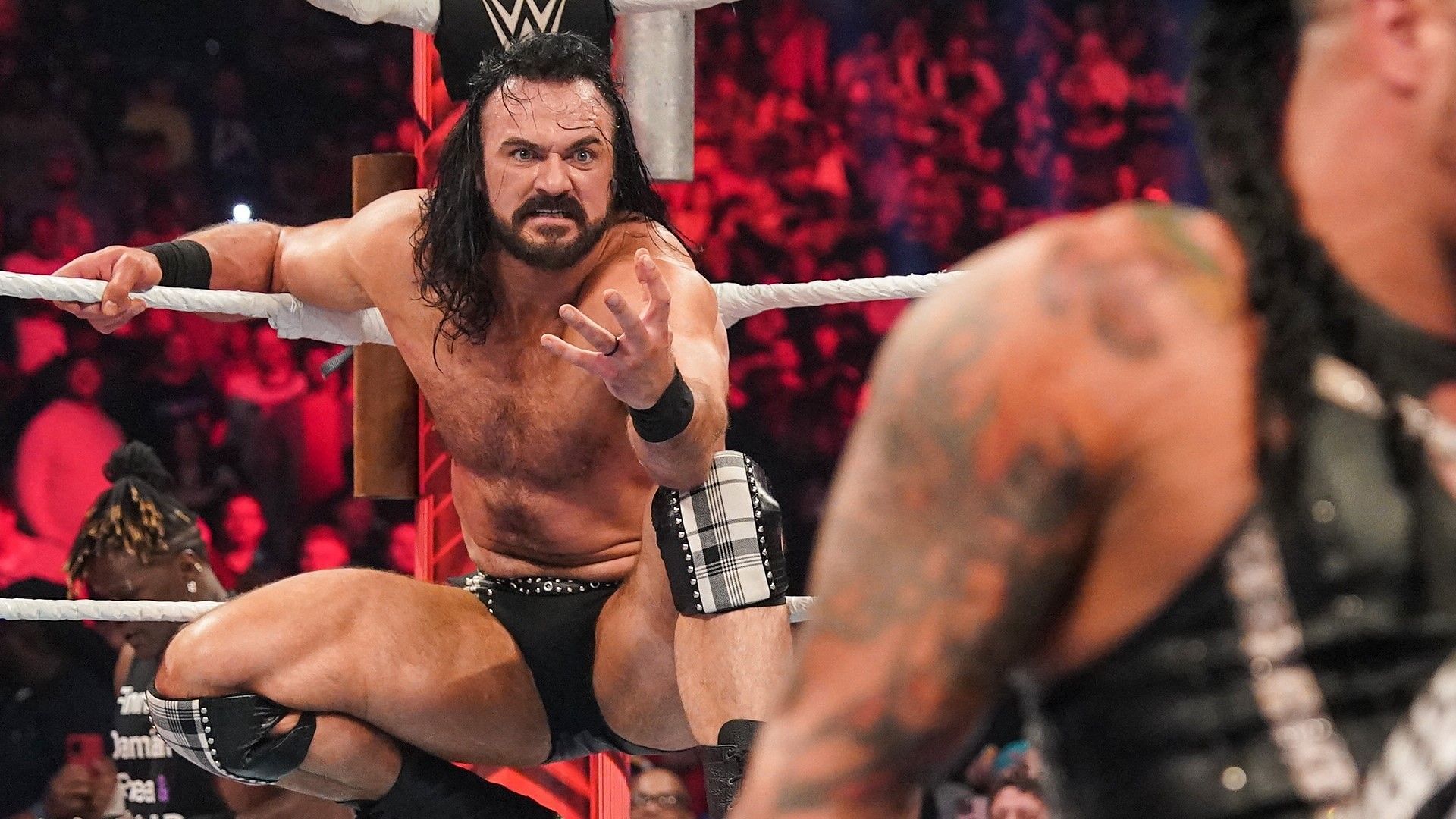 Drew McIntyre prepares for a Claymore on WWE RAW