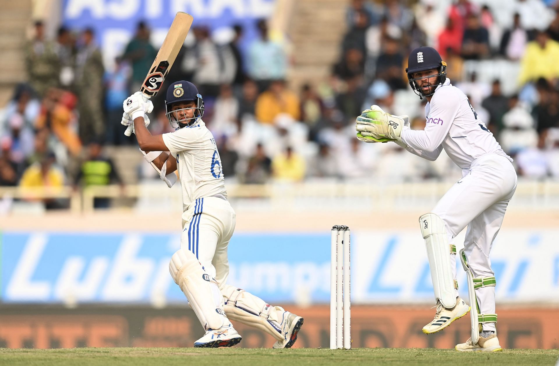 Yashasvi Jaiswal cuts: India v England - 4th Test Match: Day Two