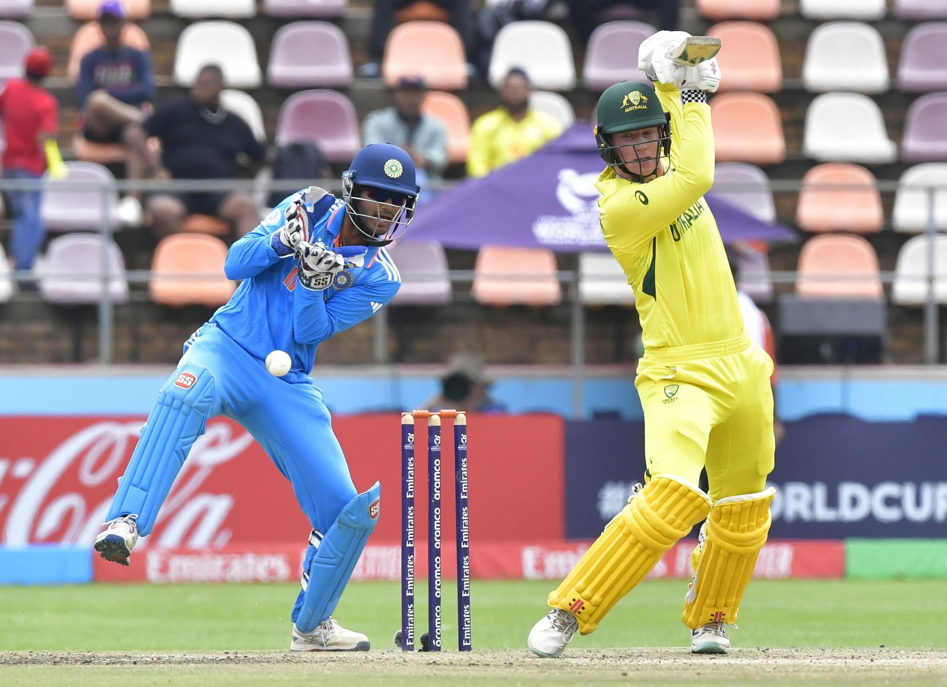 Australia&#039;s Hugh Weibgen in action against India in the final.