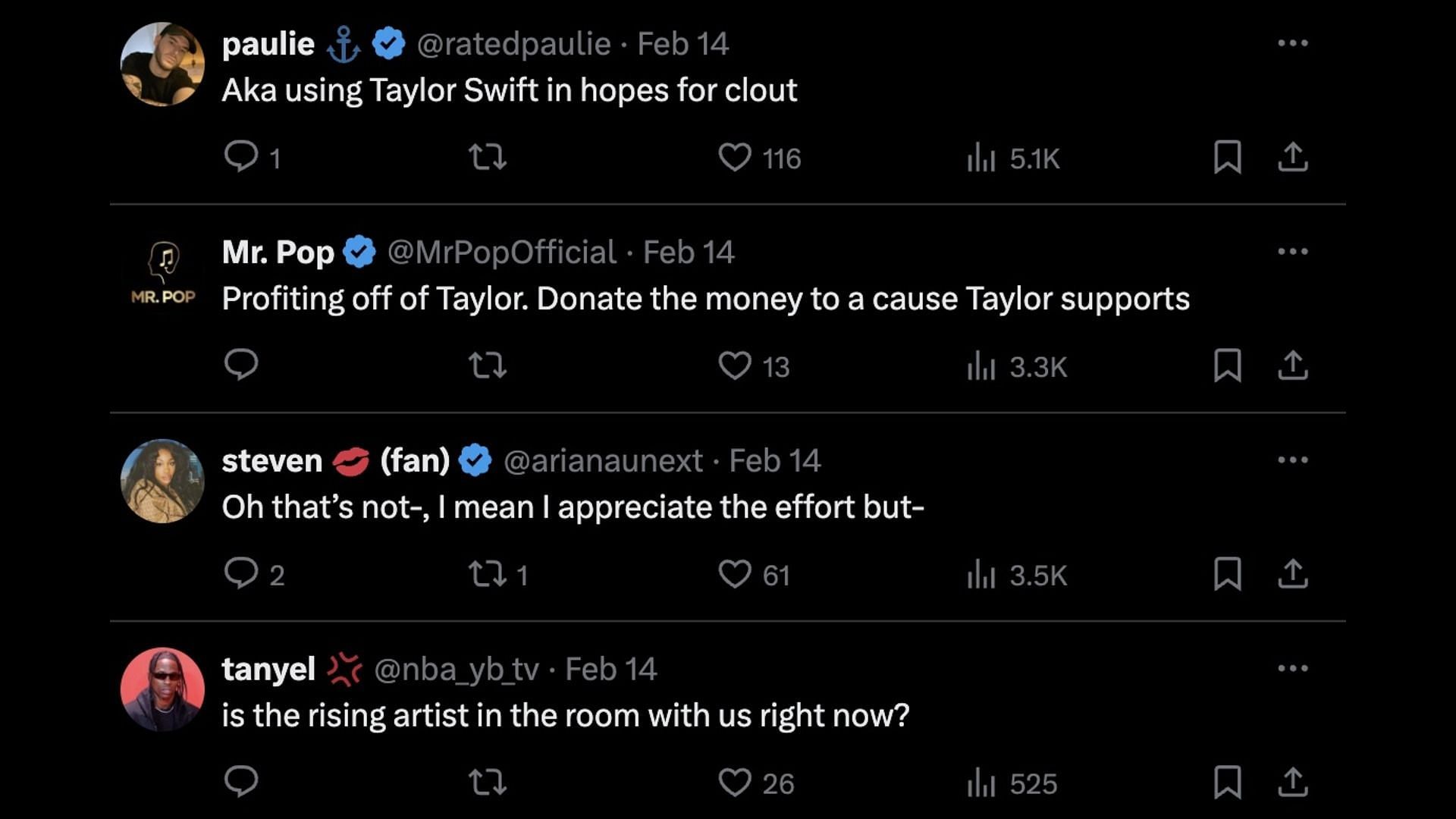 Fans say the singer used Taylor for clout. (Image via X/@PopCrave)
