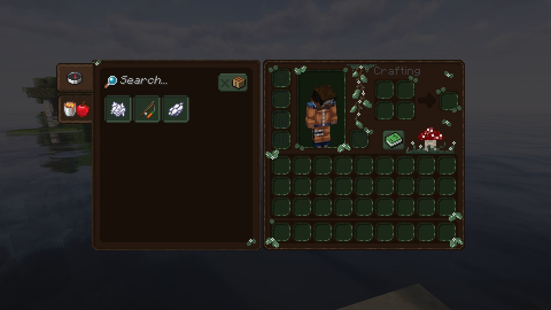 The adorable menus with the Vines and Leaves GUI pack. (Image via Mojang)