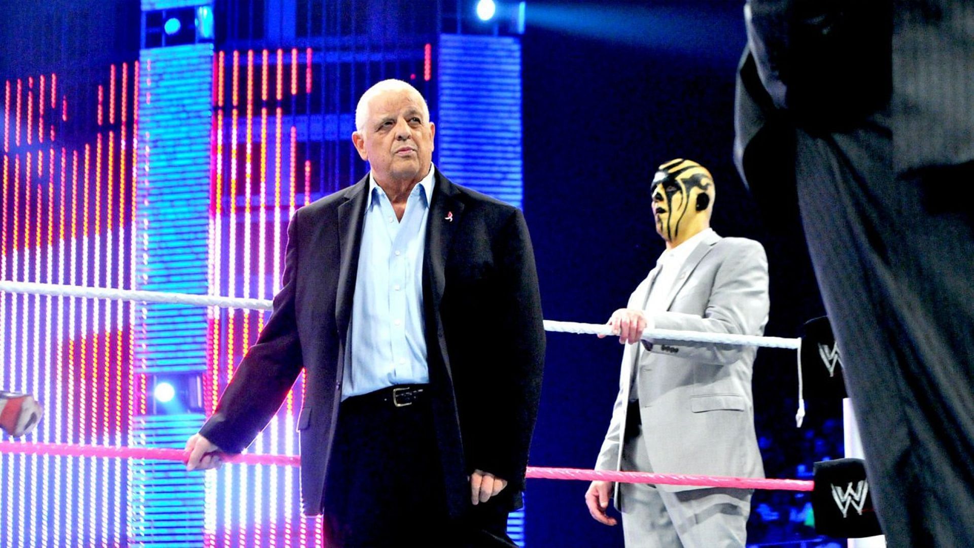 Dusty Rhodes enters the ring with son Dustin Rhodes aka Goldust on WWE RAW
