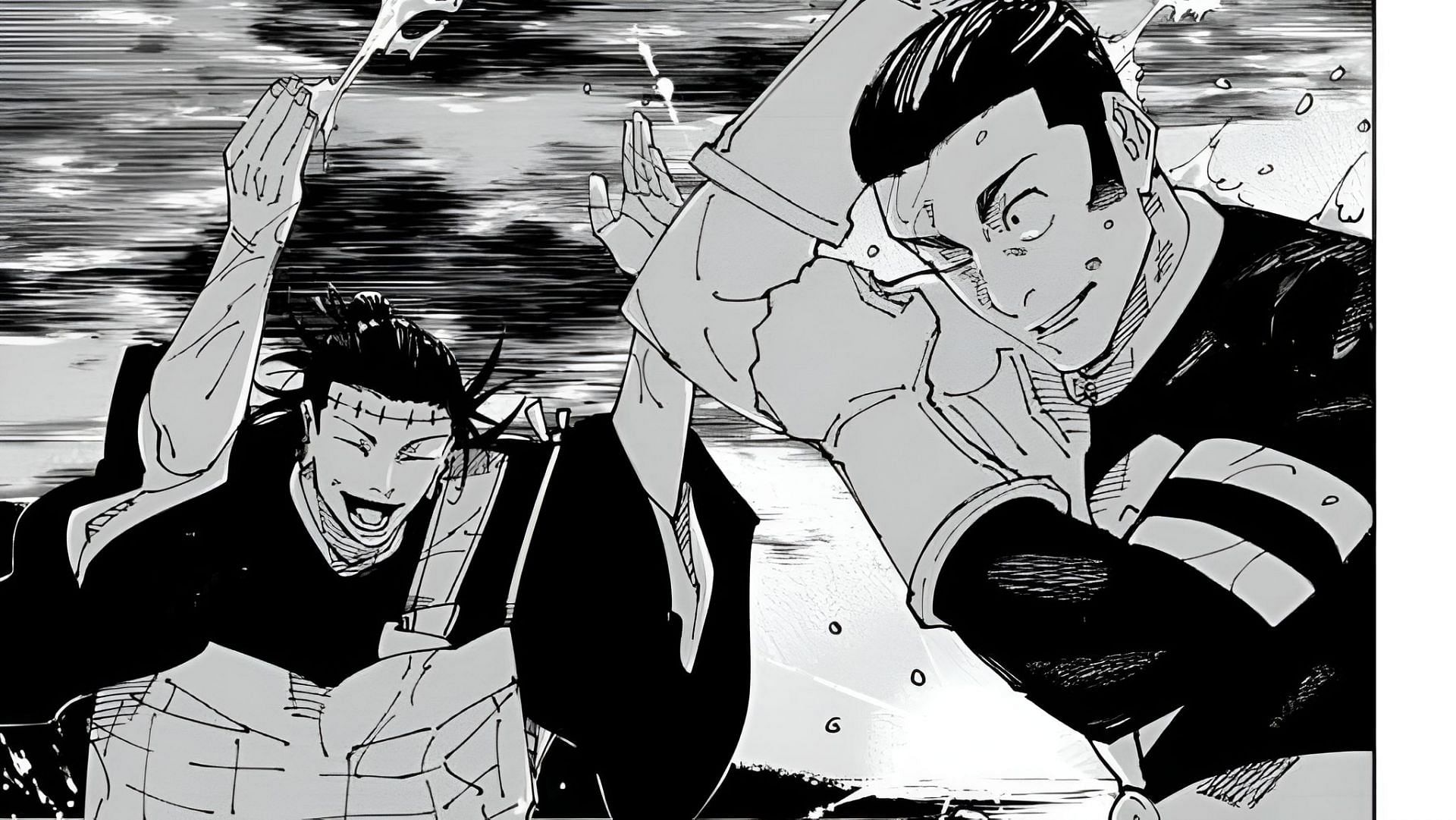 Kenjaku (left) and Takaba (right) fighting as seen in the Jujutsu Kaisen manga (Image via Shueisha)