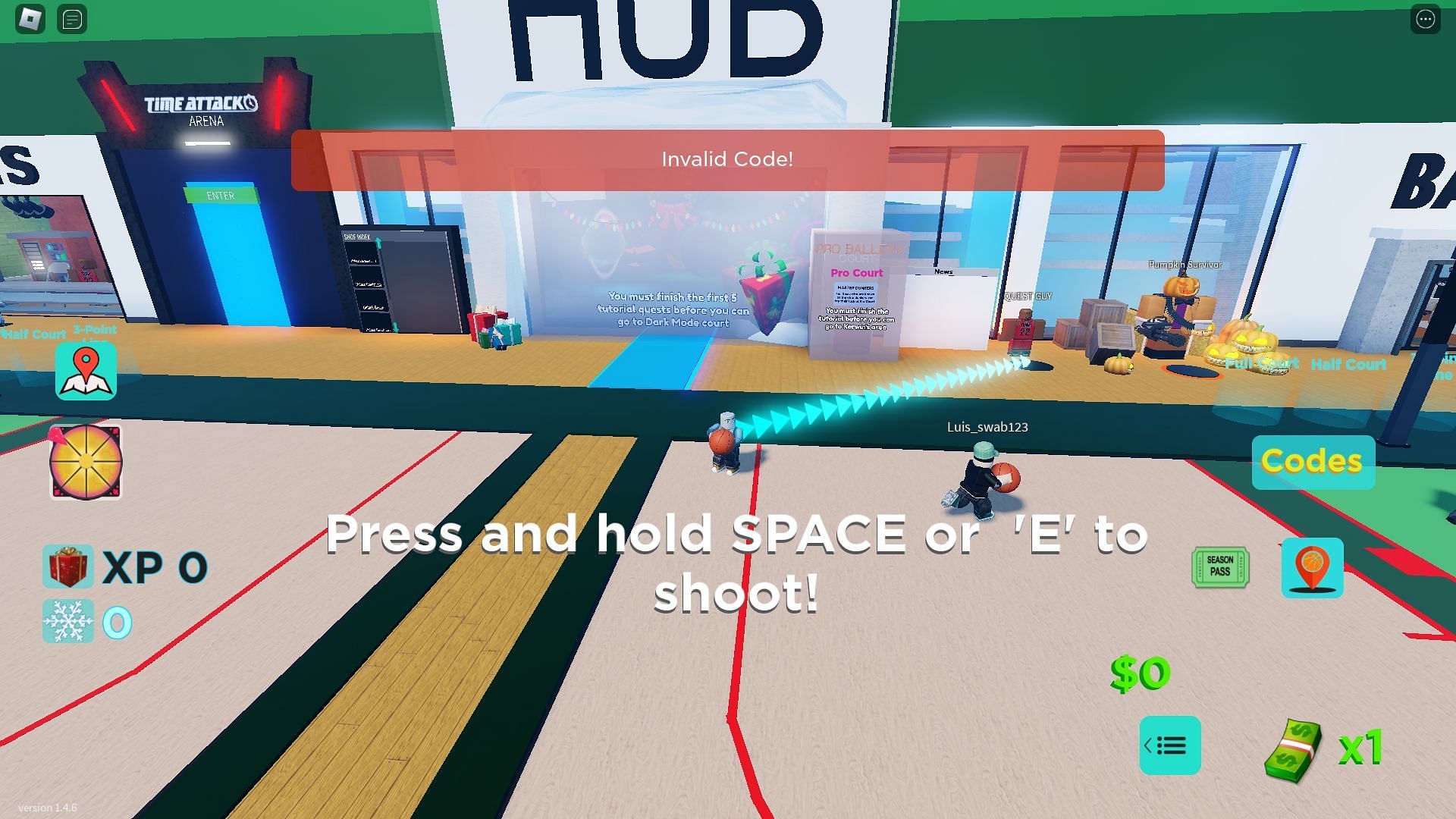 Troubleshooting codes for Dunking Simulator (Image via Roblox)