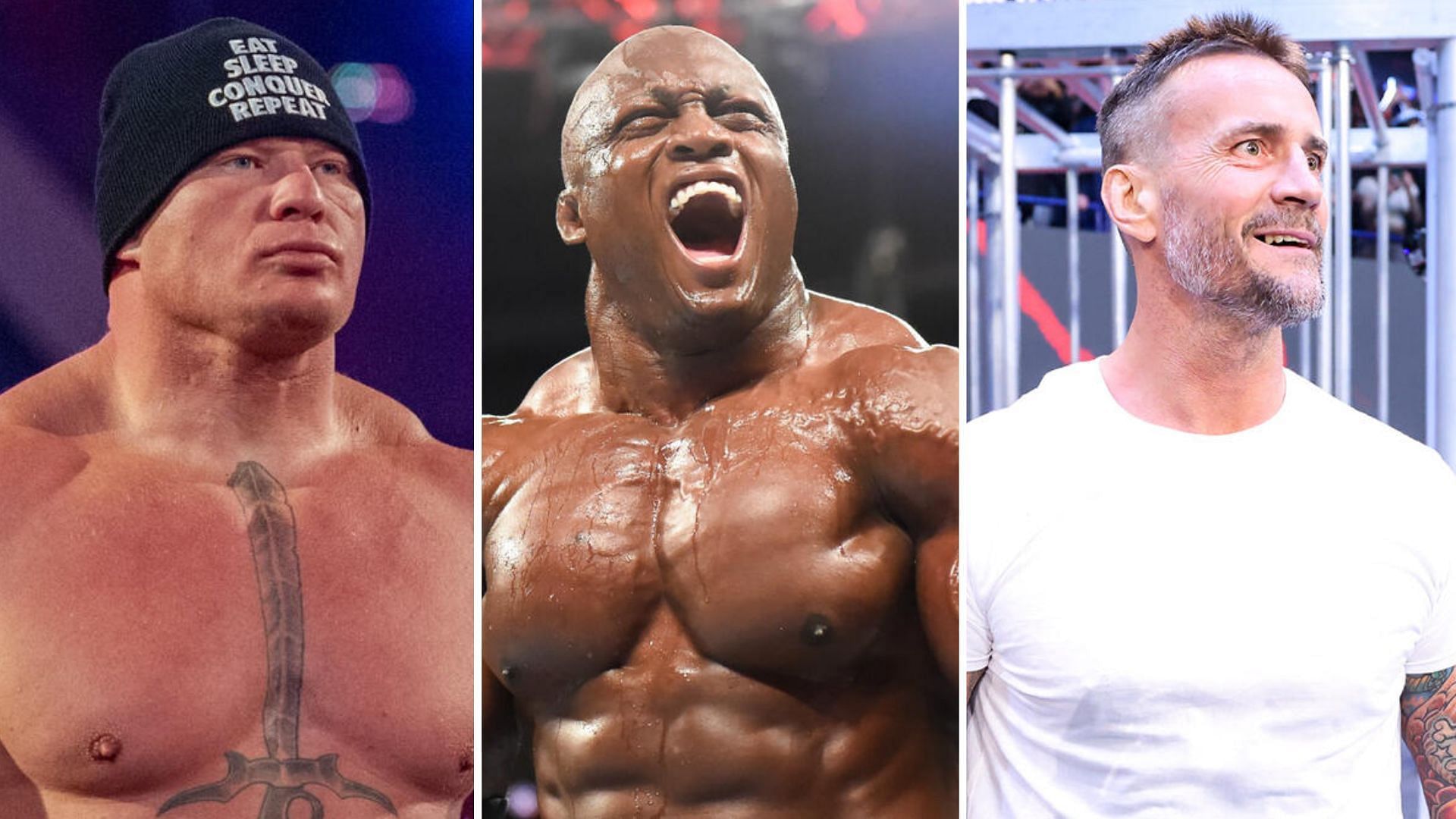 From left to right: Brock Lesnar, Bobby Lashley and CM Punk. (Photo Courtesy: WWE.com)
