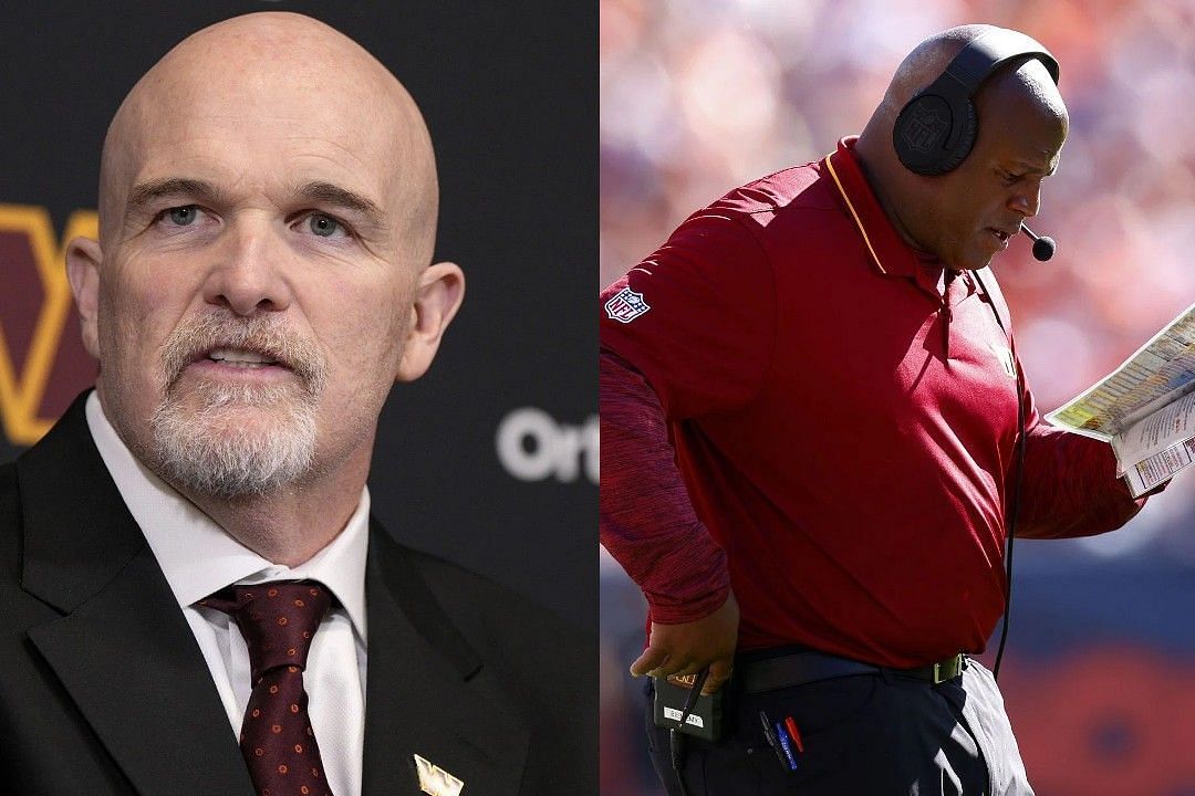 Dan Quinn, left, Eric Bieniemy, right 