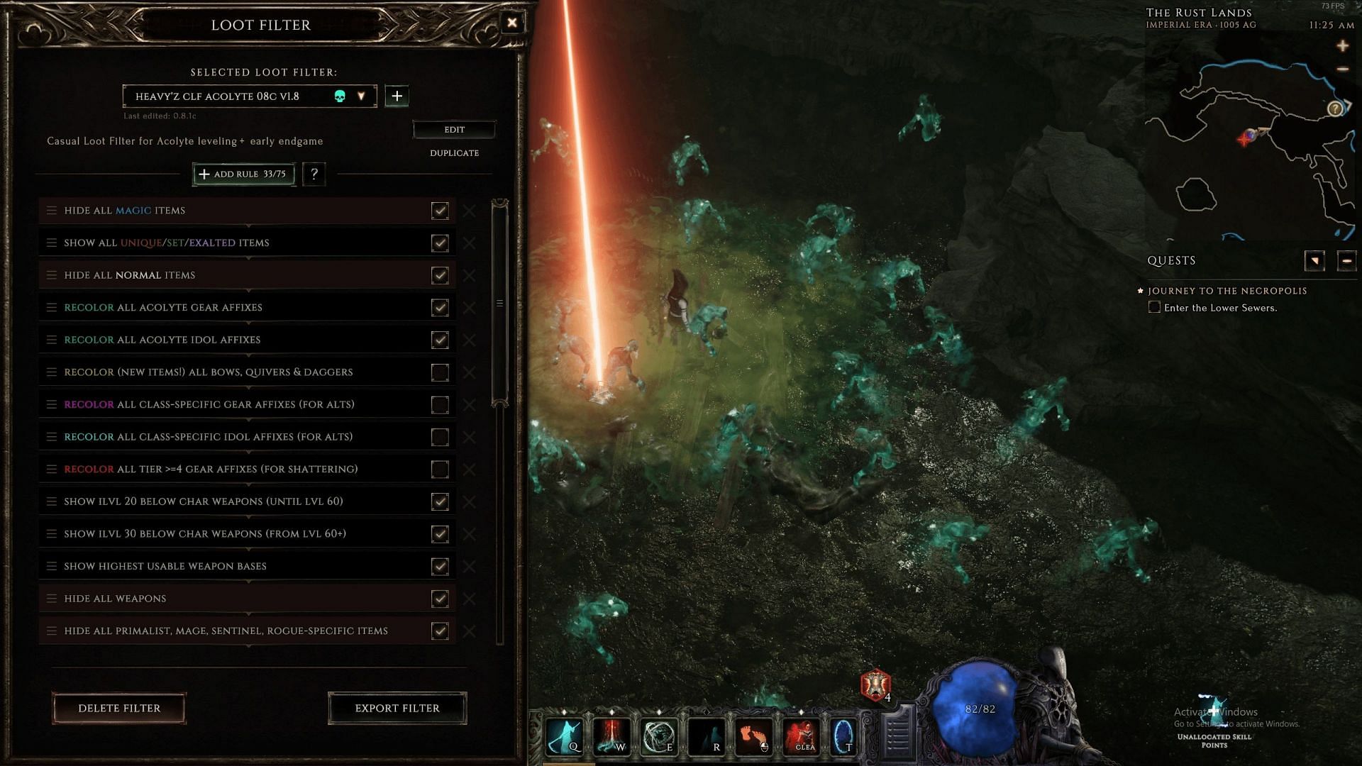 Last Epoch has an in-built loot filter (Image via Eleventh Hour Games)